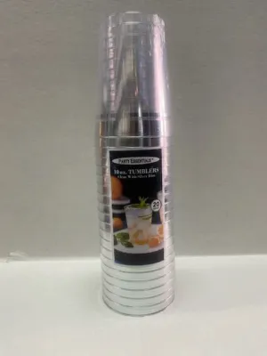 10 oz. Tumbler Clear with Silver Rim (20 count)