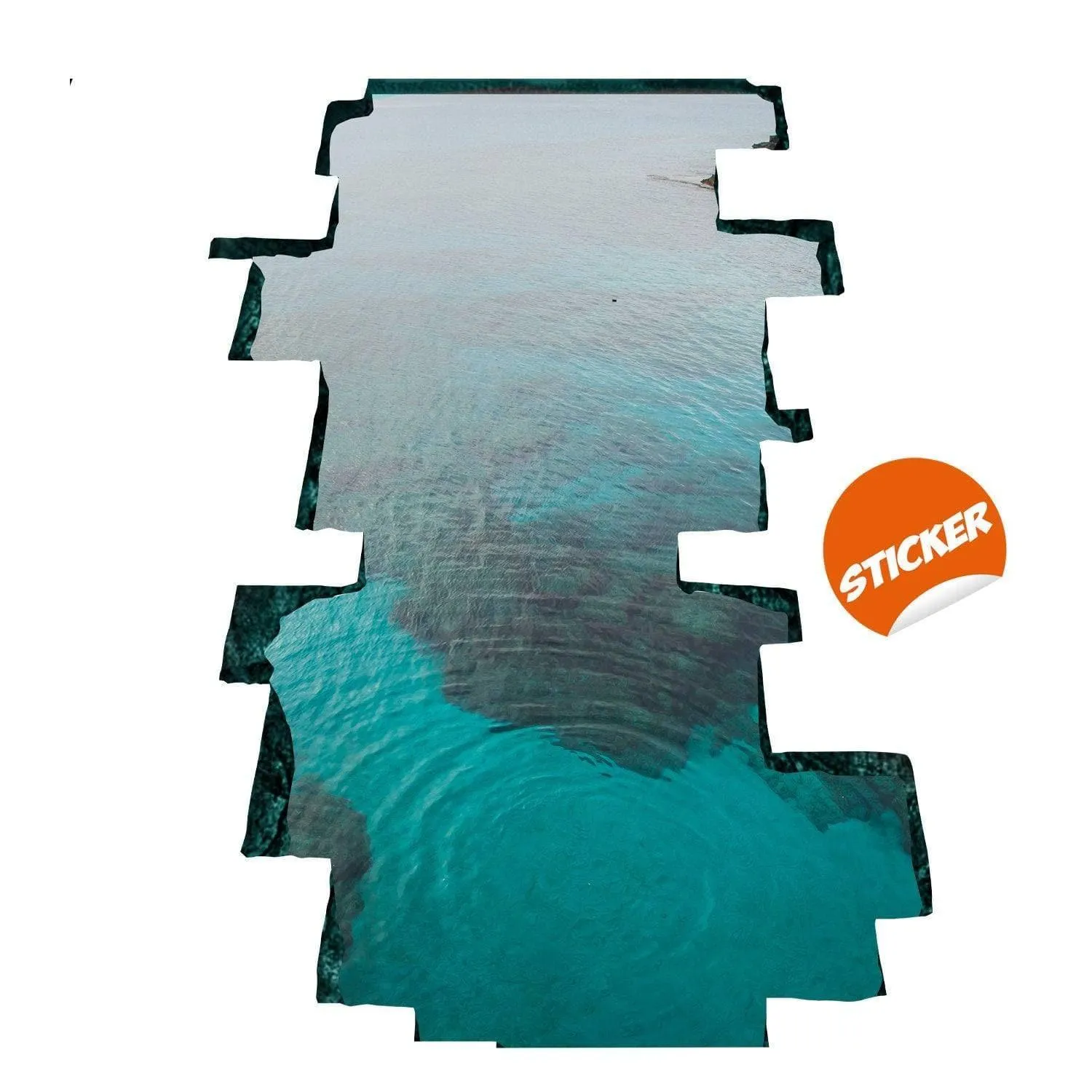 3D Oceanic Illusion Floor Decal - , Realistic Underwater Design Sticker