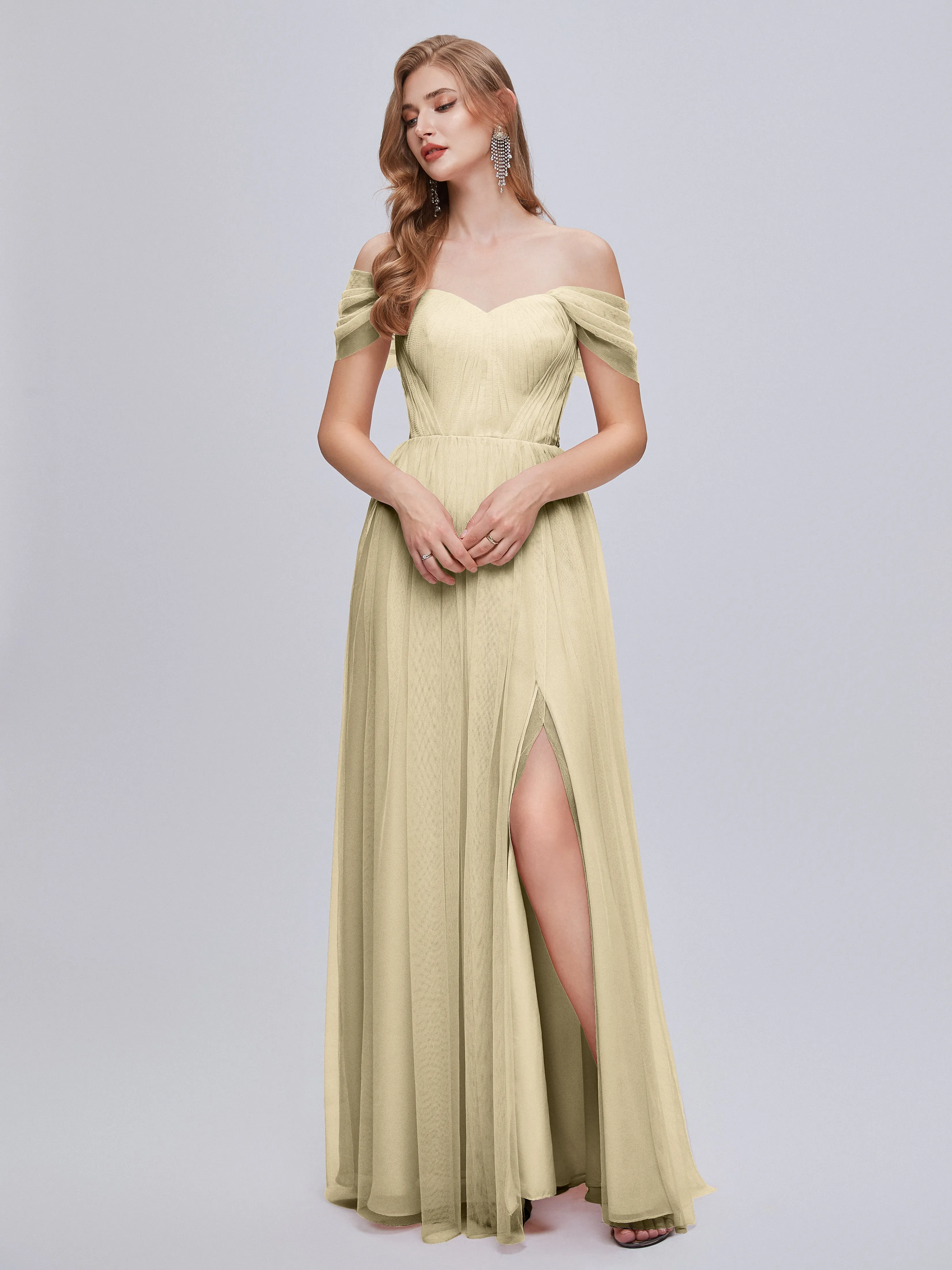 Ayla Split Convertible Chiffon Bridesmaid Dresses With Tulle