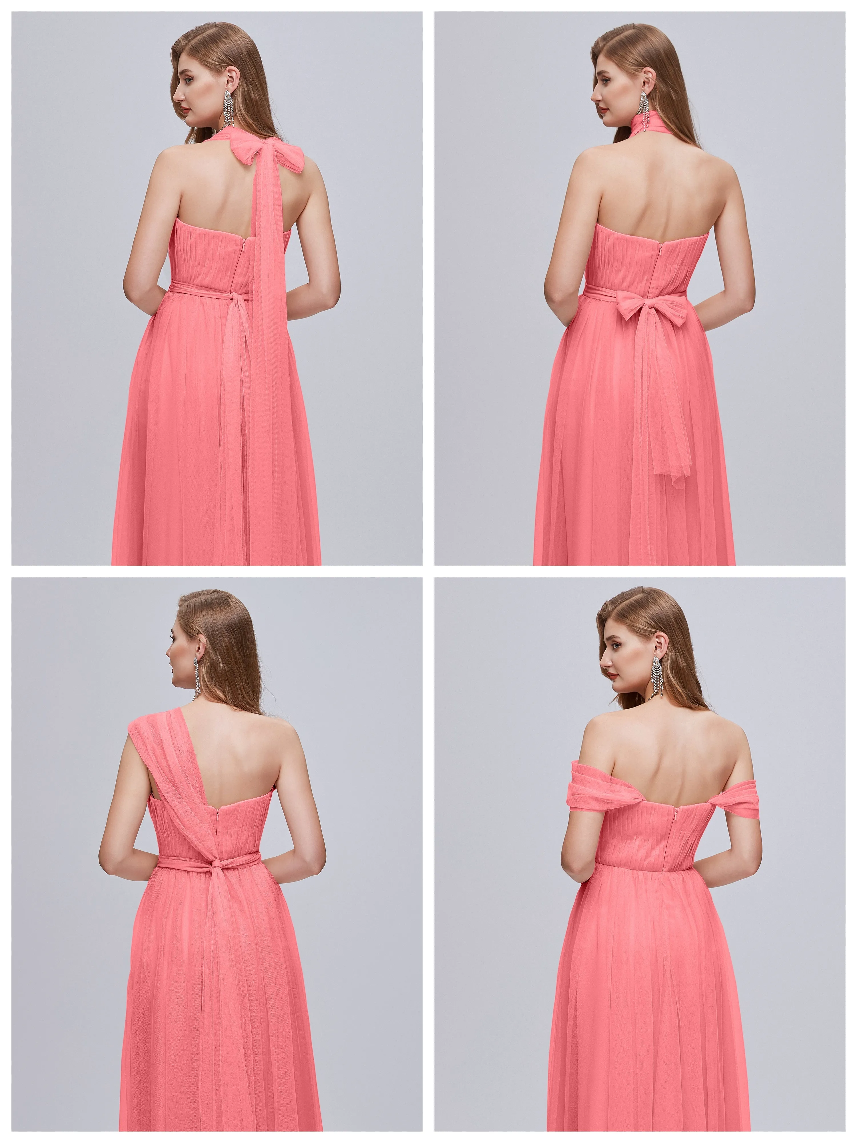 Ayla Split Convertible Chiffon Bridesmaid Dresses With Tulle