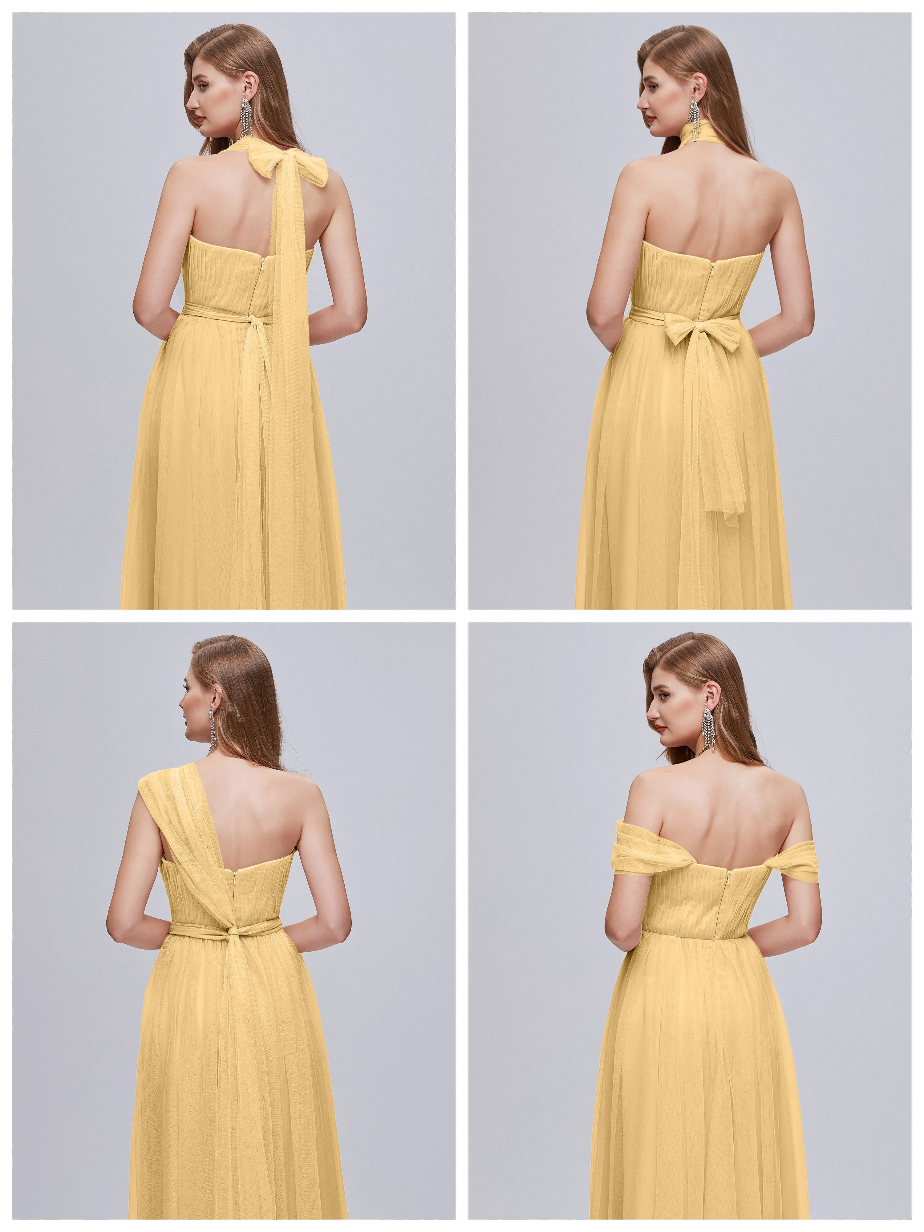 Ayla Split Convertible Chiffon Bridesmaid Dresses With Tulle