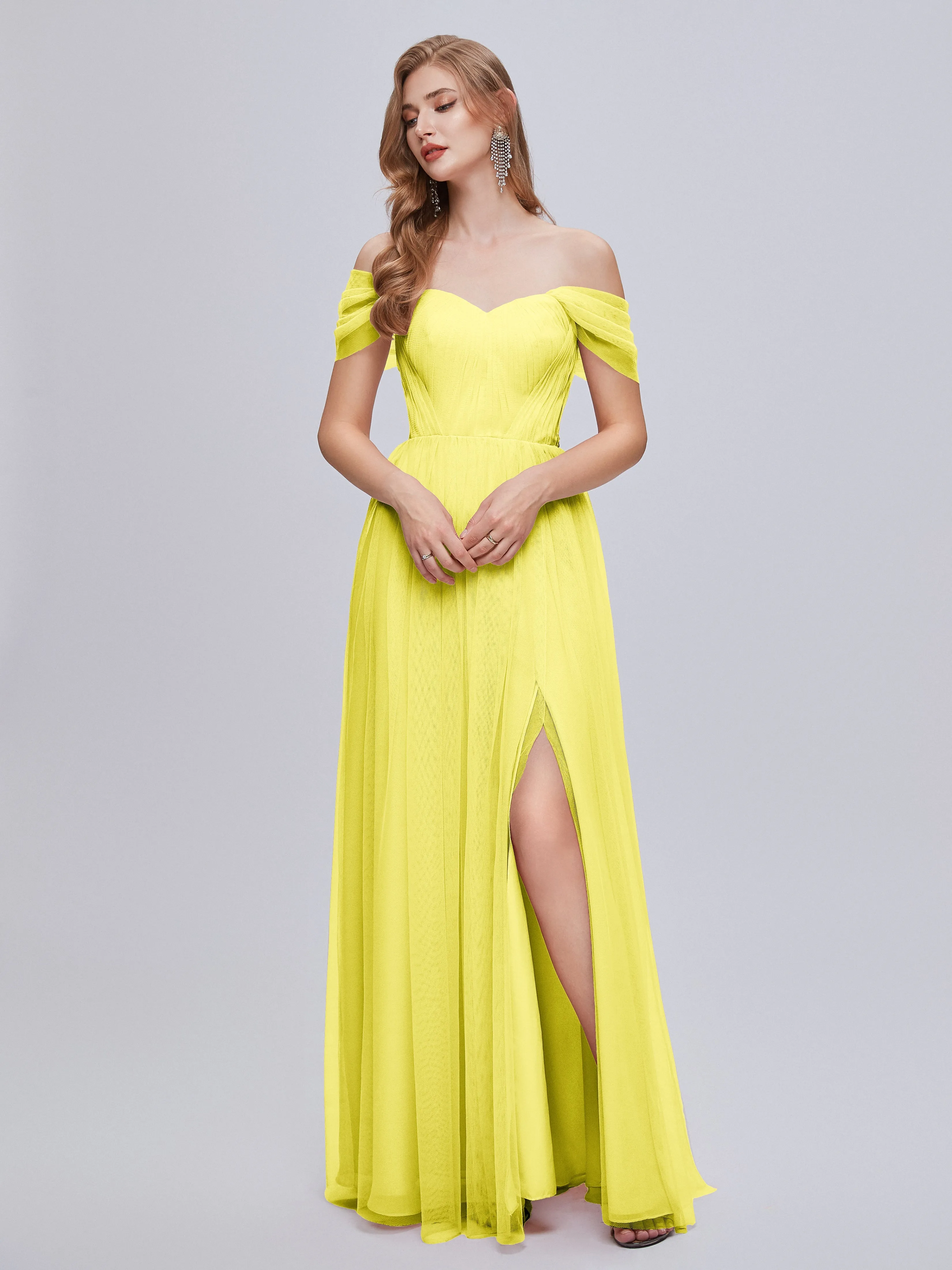 Ayla Split Convertible Chiffon Bridesmaid Dresses With Tulle