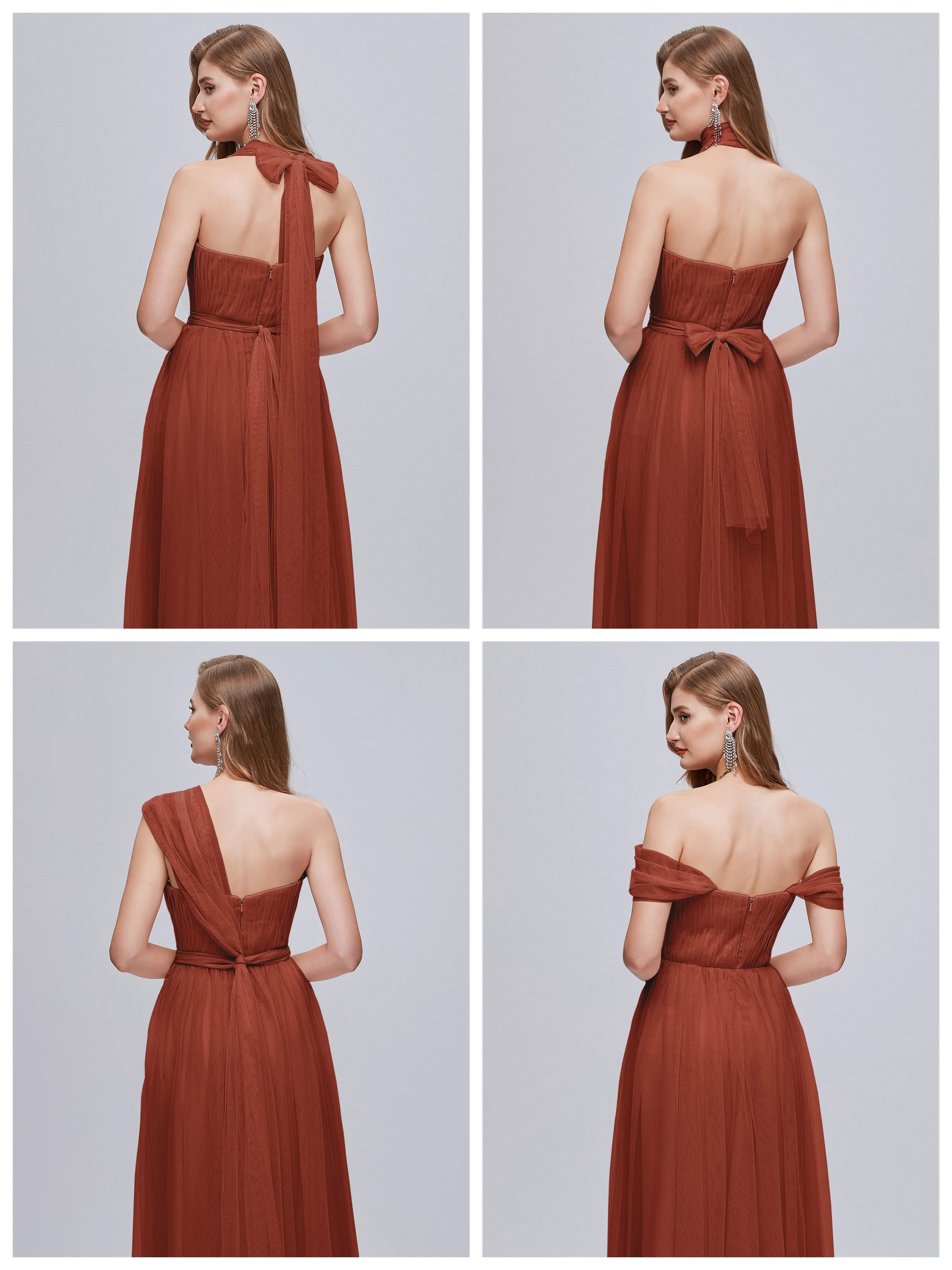 Ayla Split Convertible Chiffon Bridesmaid Dresses With Tulle