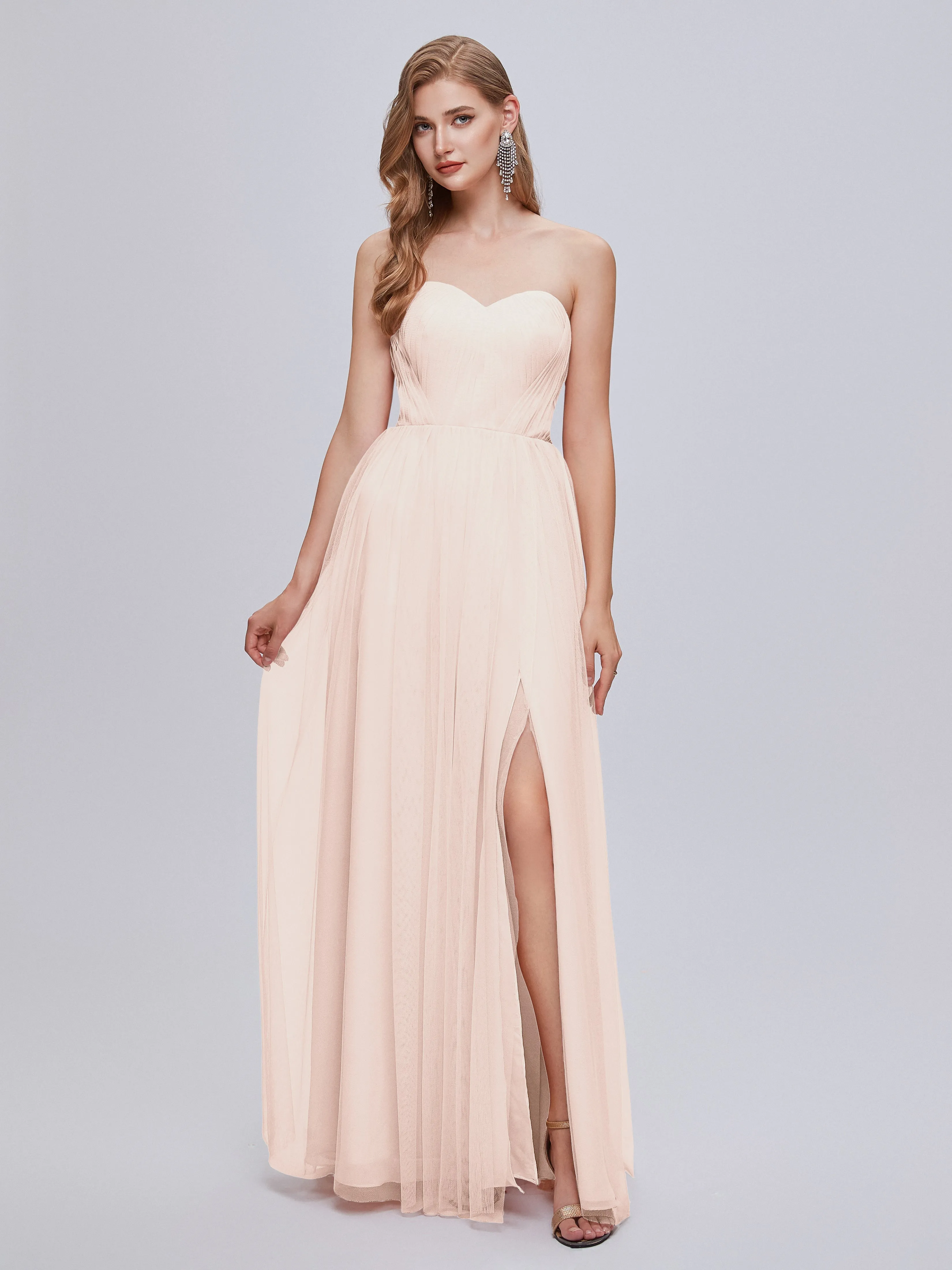 Ayla Split Convertible Chiffon Bridesmaid Dresses With Tulle