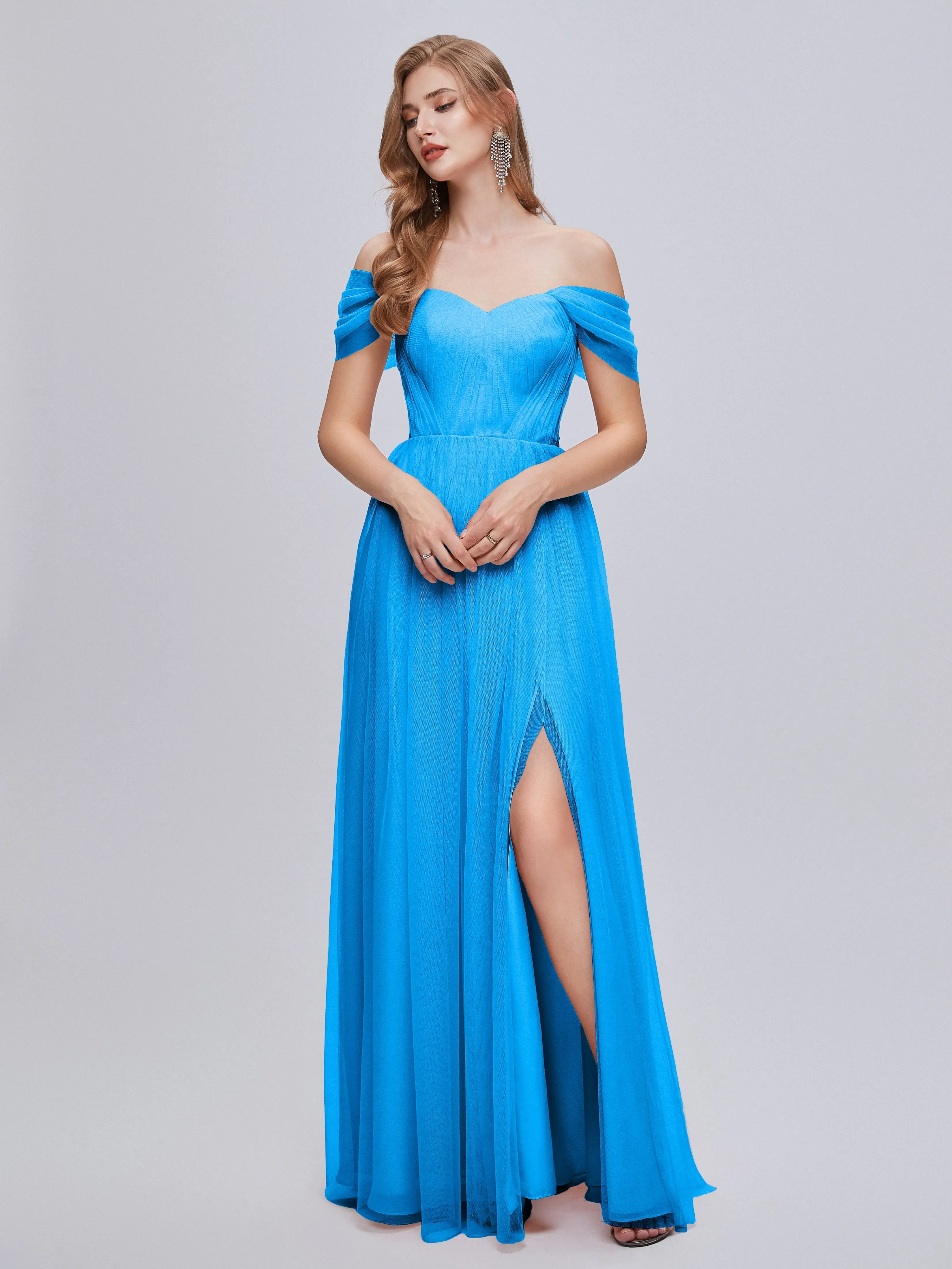 Ayla Split Convertible Chiffon Bridesmaid Dresses With Tulle