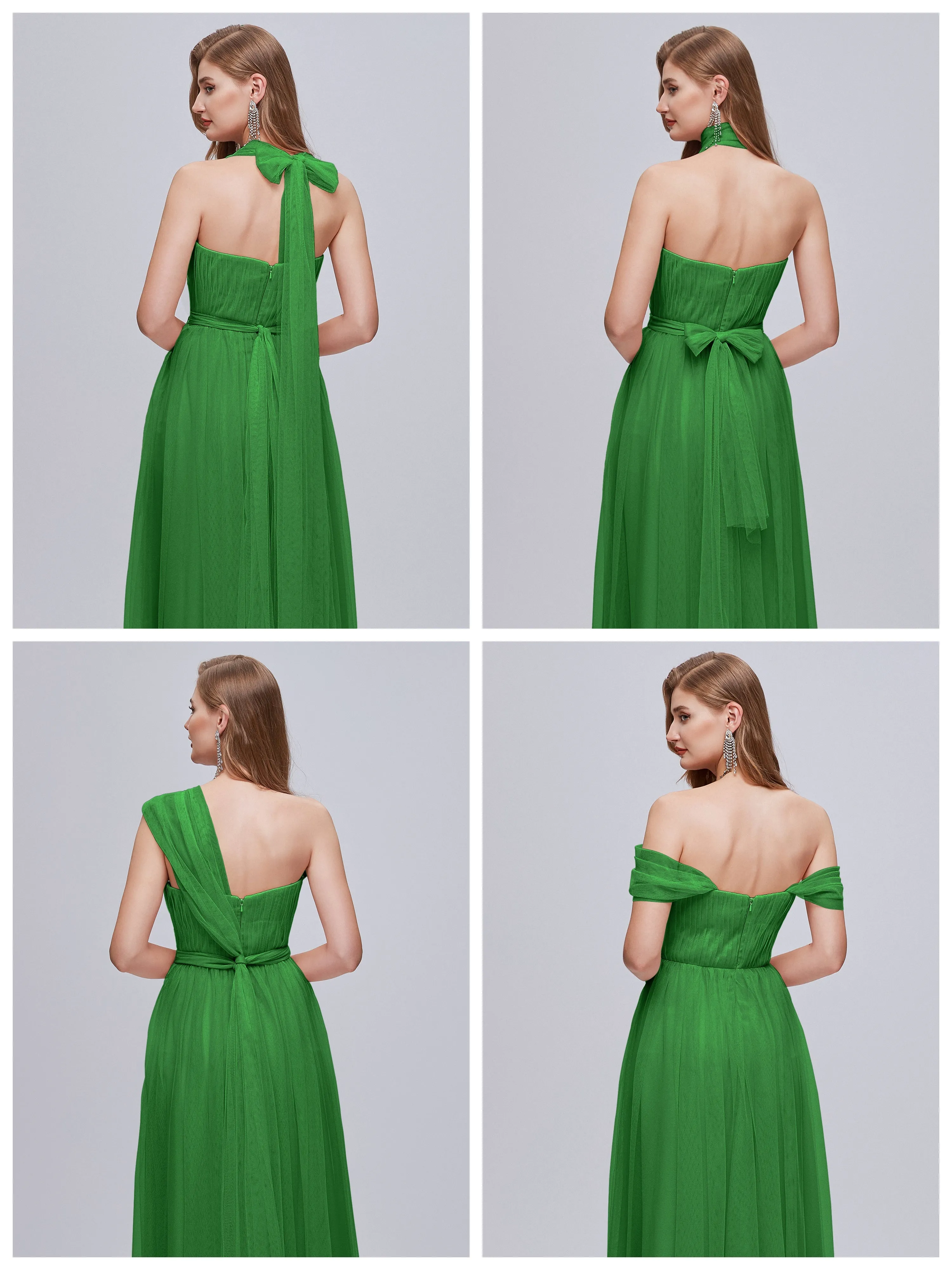 Ayla Split Convertible Chiffon Bridesmaid Dresses With Tulle