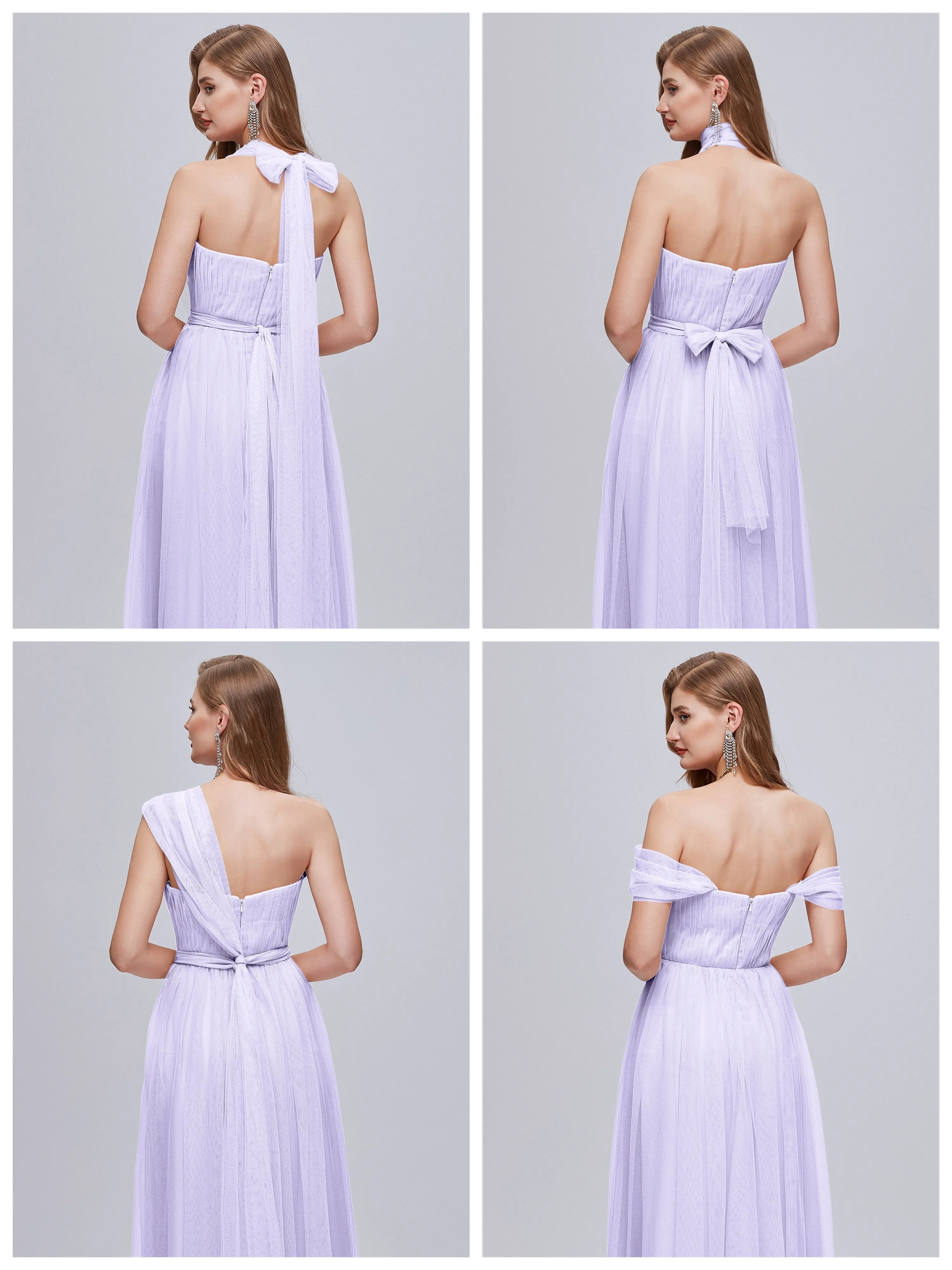 Ayla Split Convertible Chiffon Bridesmaid Dresses With Tulle