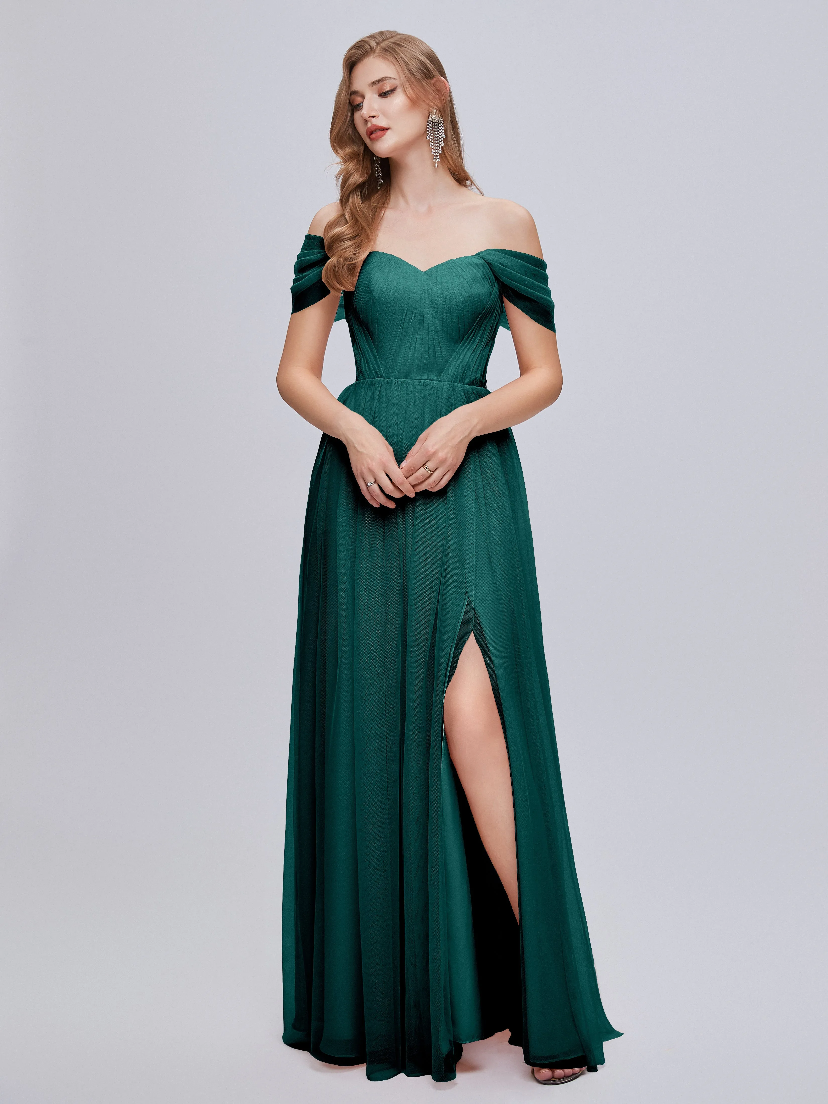 Ayla Split Convertible Chiffon Bridesmaid Dresses With Tulle