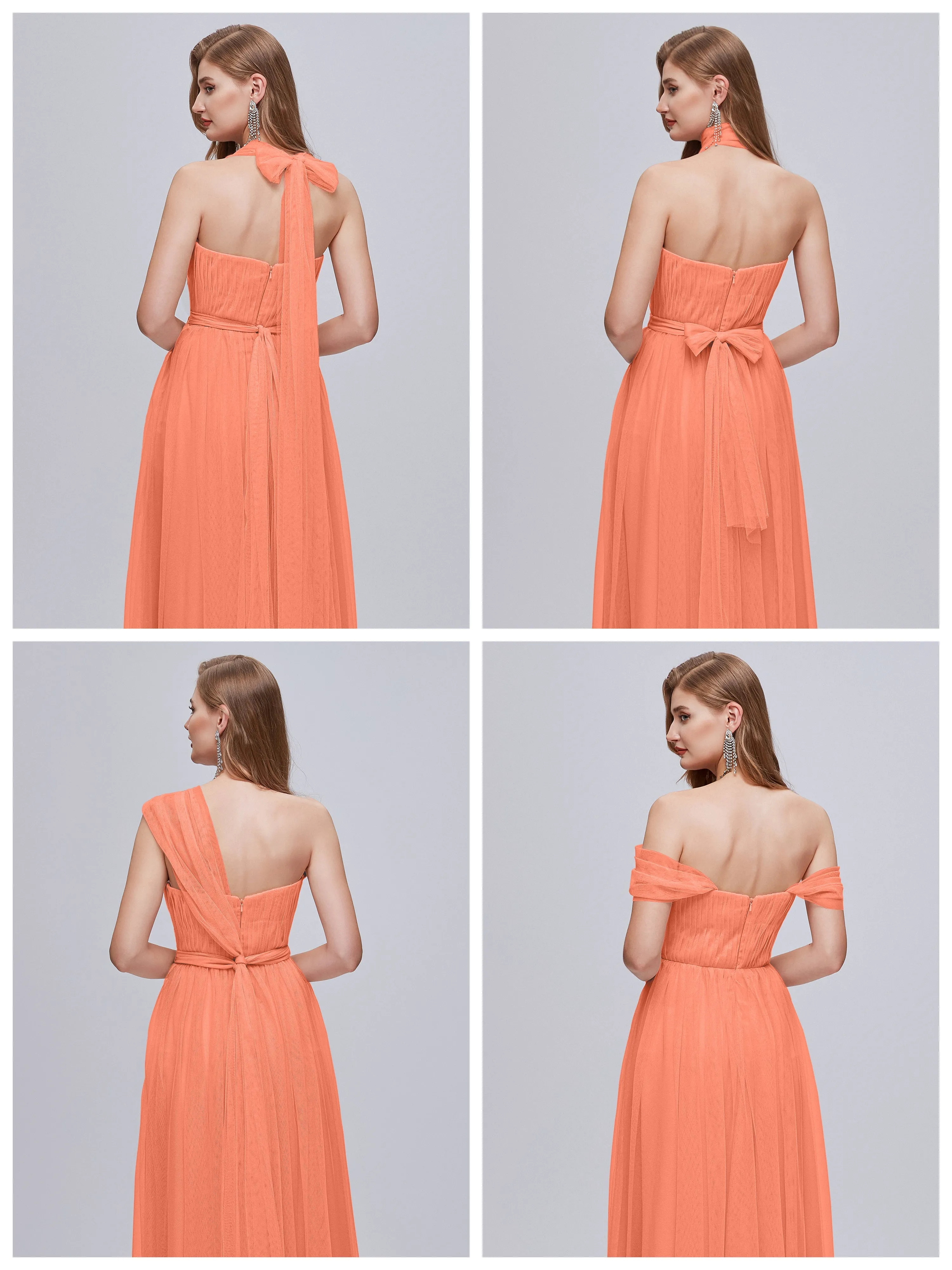 Ayla Split Convertible Chiffon Bridesmaid Dresses With Tulle