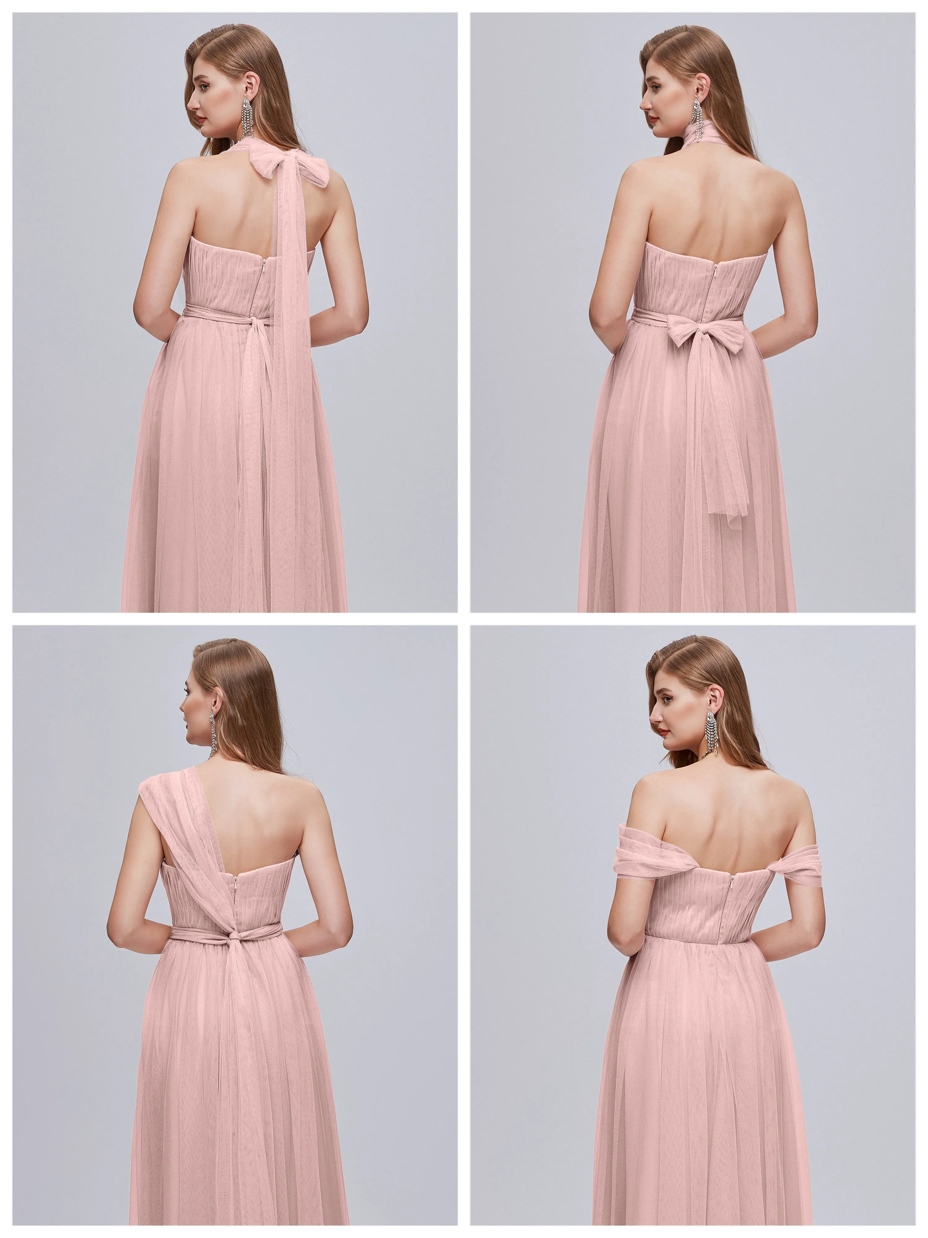 Ayla Split Convertible Chiffon Bridesmaid Dresses With Tulle