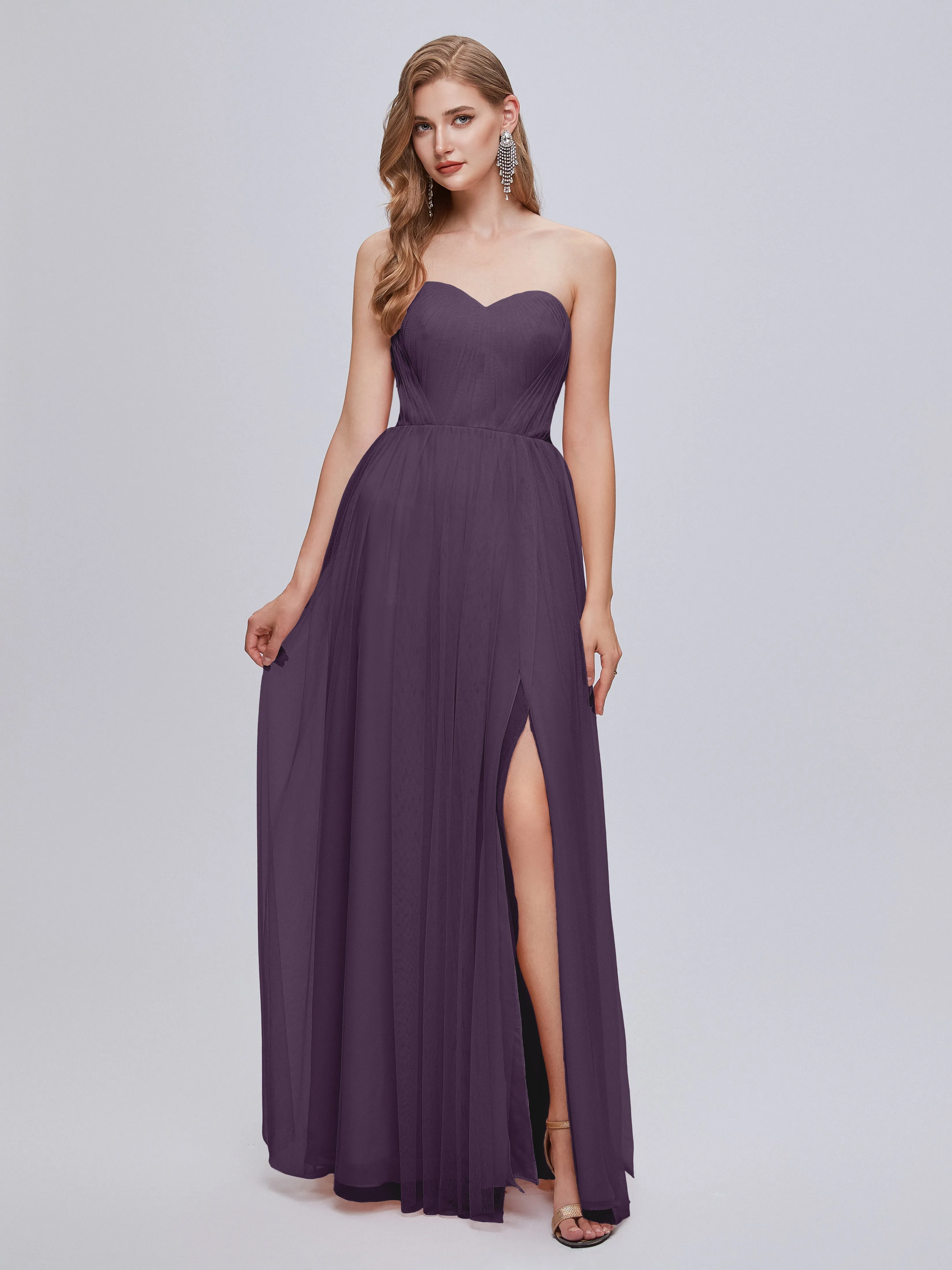 Ayla Split Convertible Chiffon Bridesmaid Dresses With Tulle