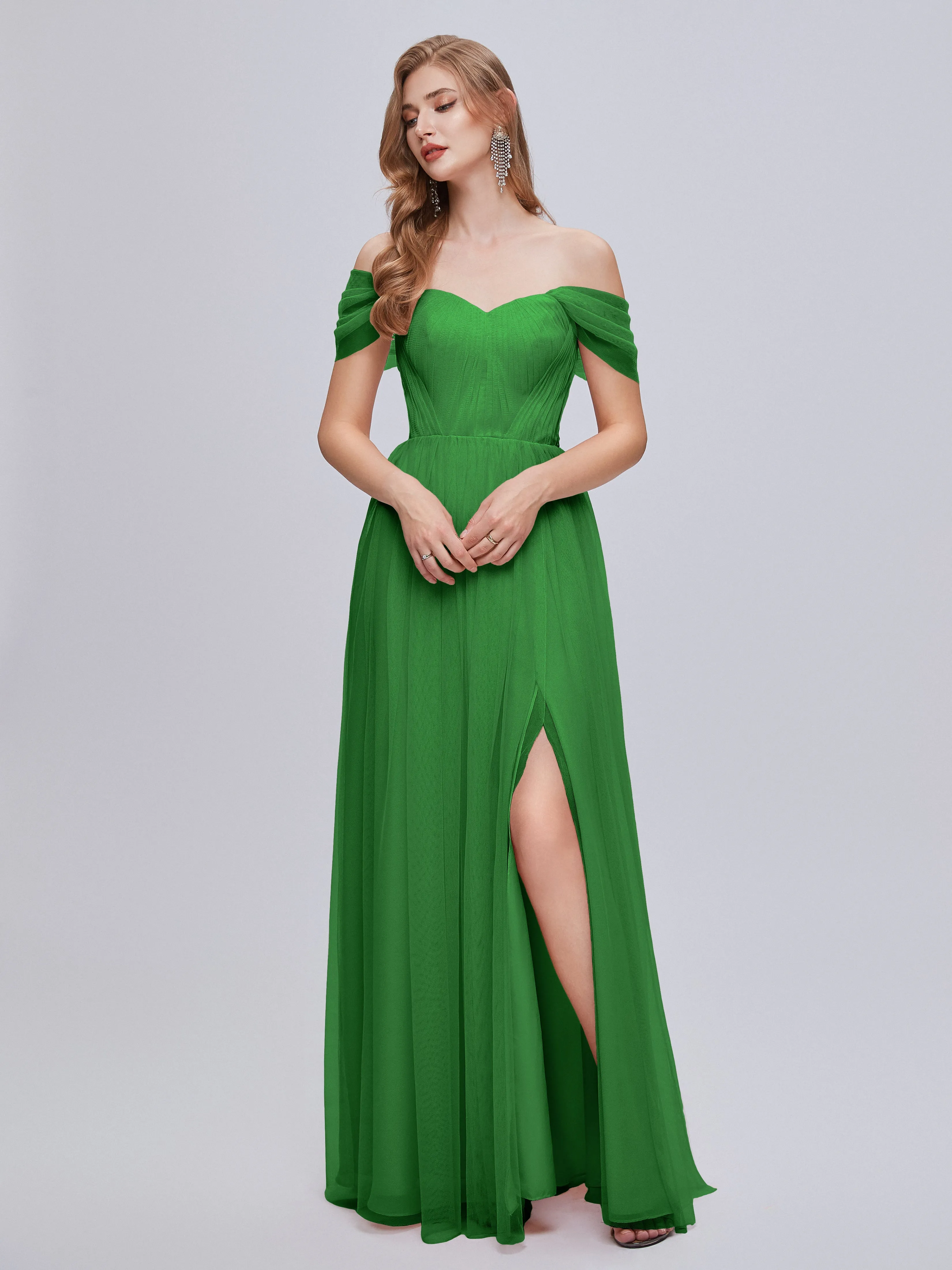 Ayla Split Convertible Chiffon Bridesmaid Dresses With Tulle