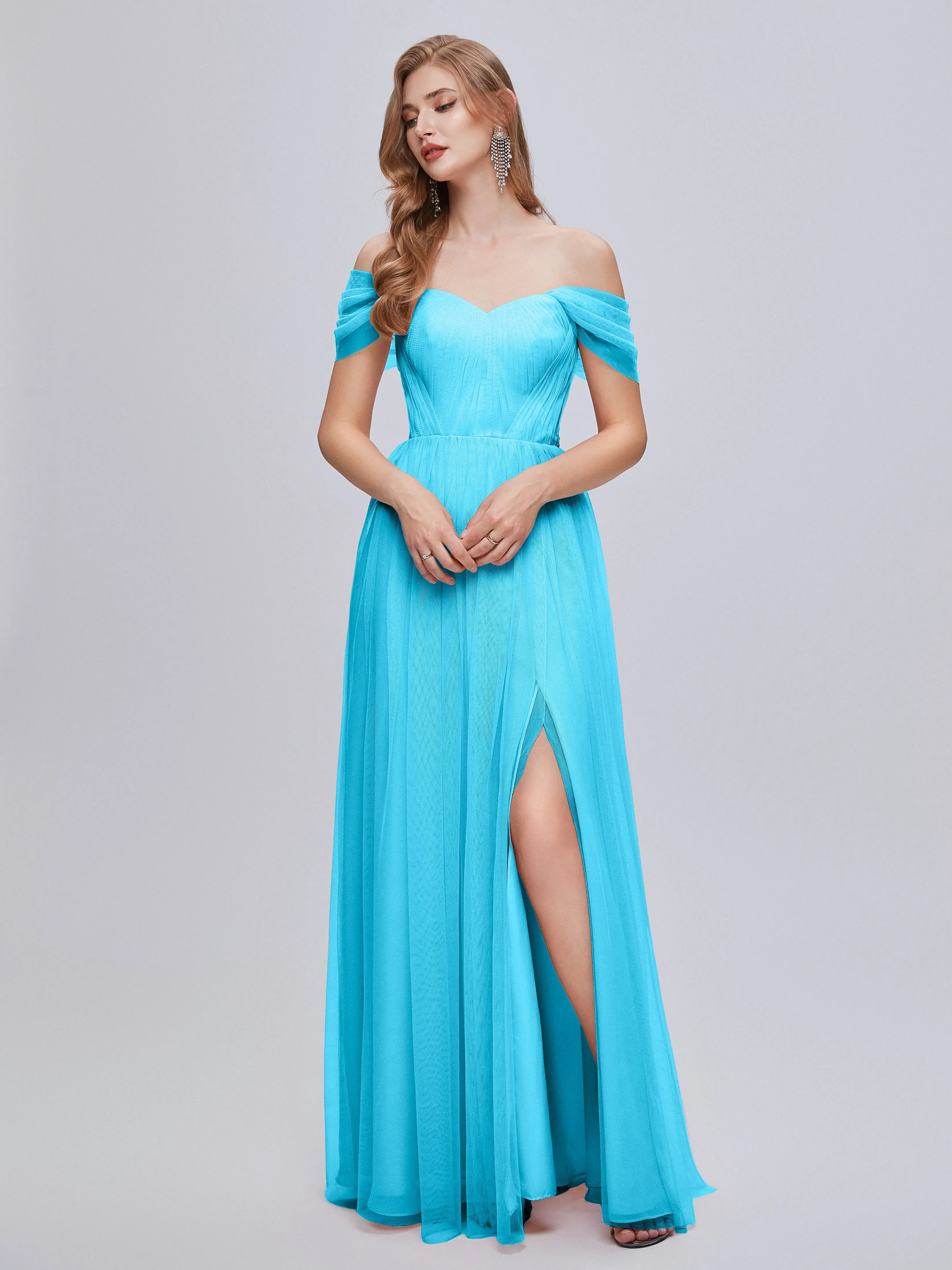 Ayla Split Convertible Chiffon Bridesmaid Dresses With Tulle