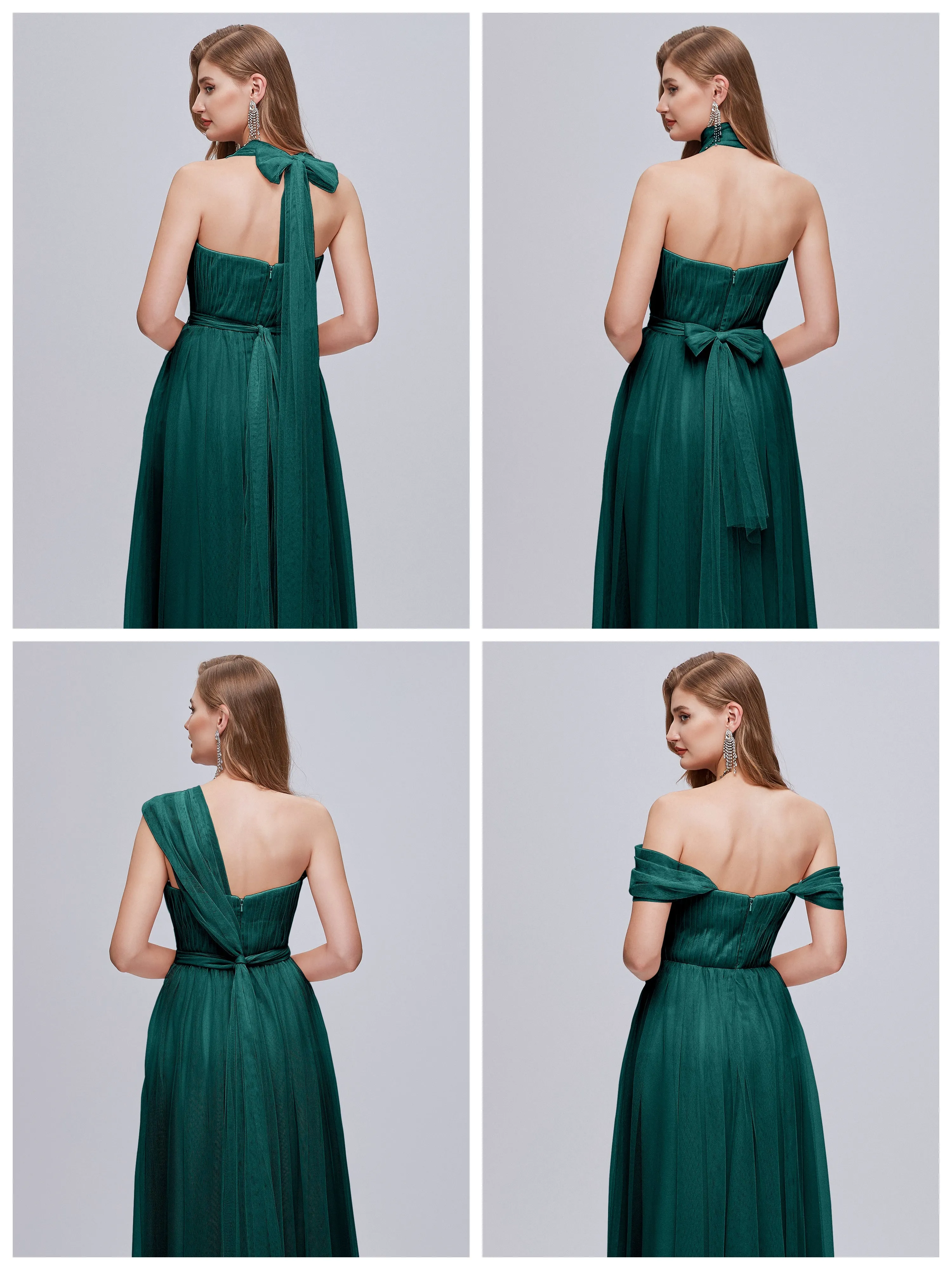 Ayla Split Convertible Chiffon Bridesmaid Dresses With Tulle