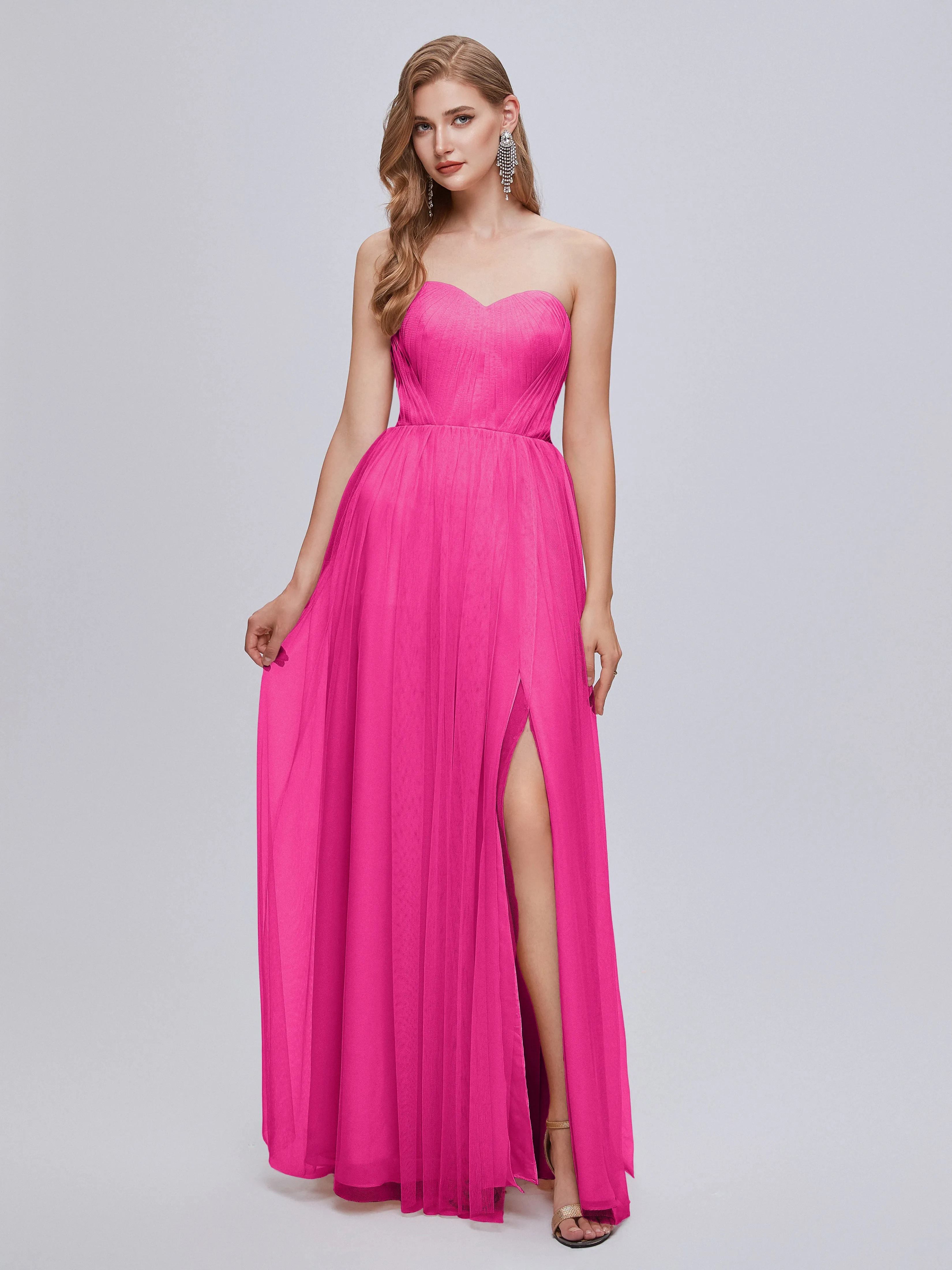 Ayla Split Convertible Chiffon Bridesmaid Dresses With Tulle