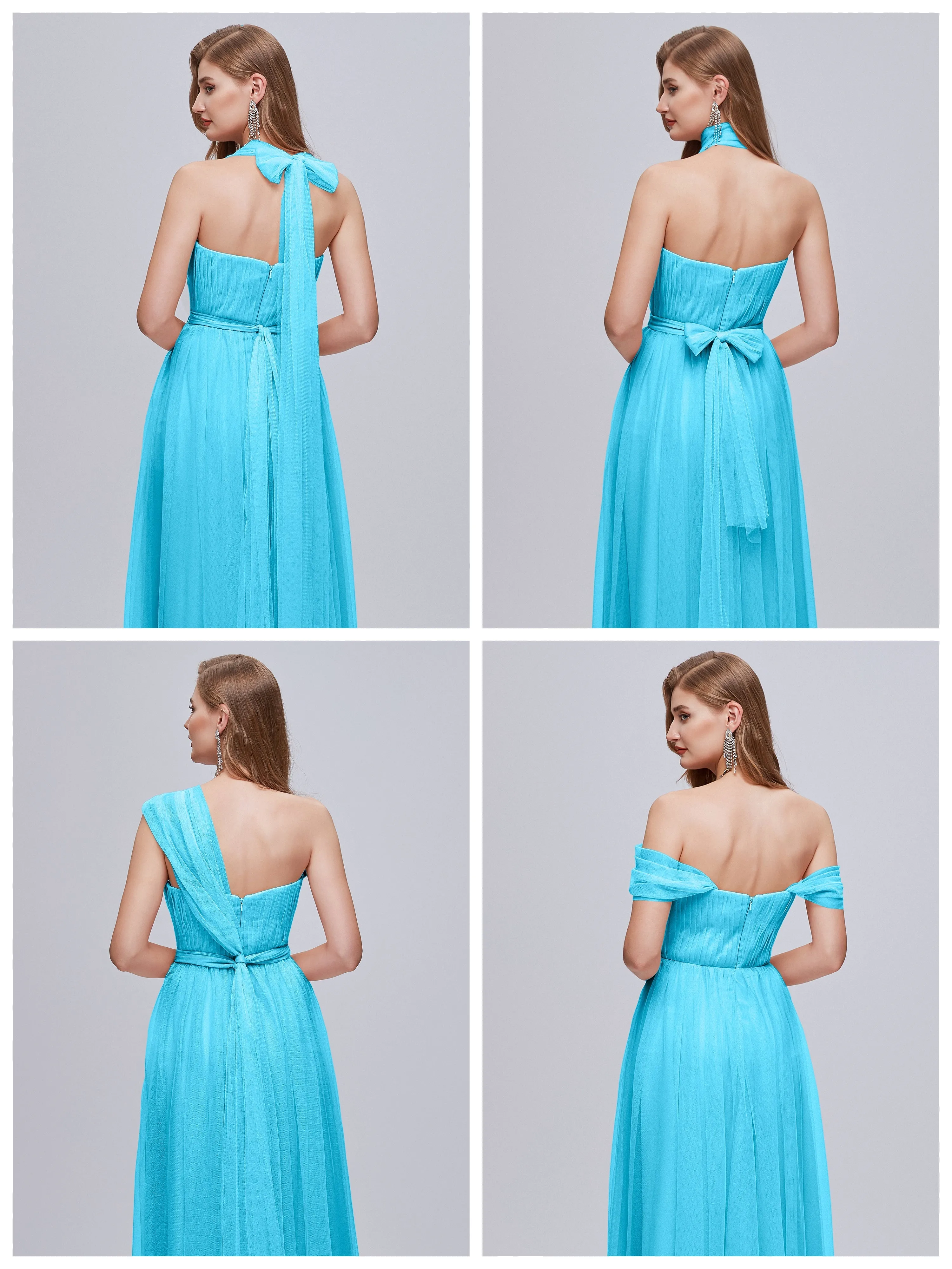 Ayla Split Convertible Chiffon Bridesmaid Dresses With Tulle