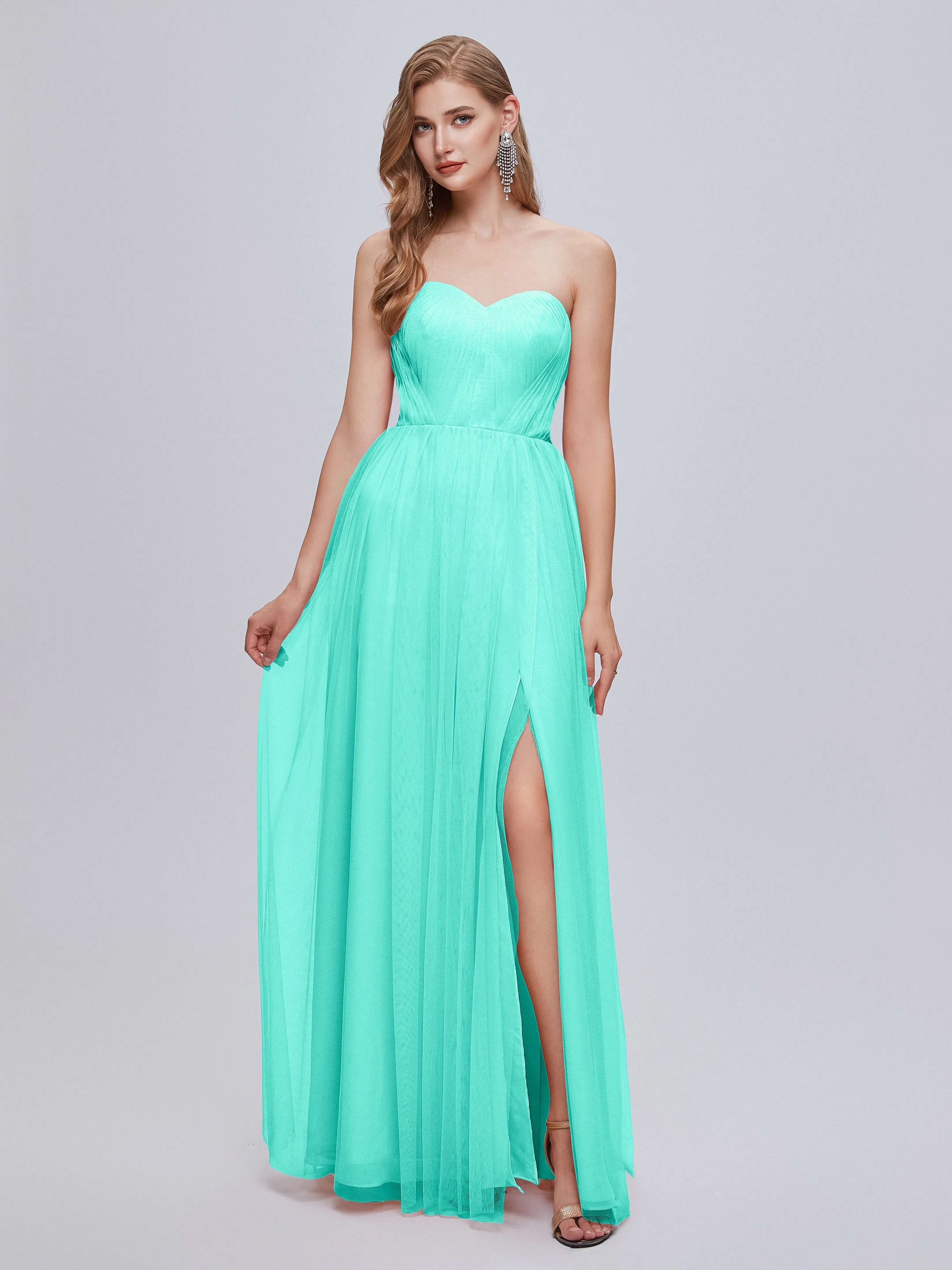 Ayla Split Convertible Chiffon Bridesmaid Dresses With Tulle