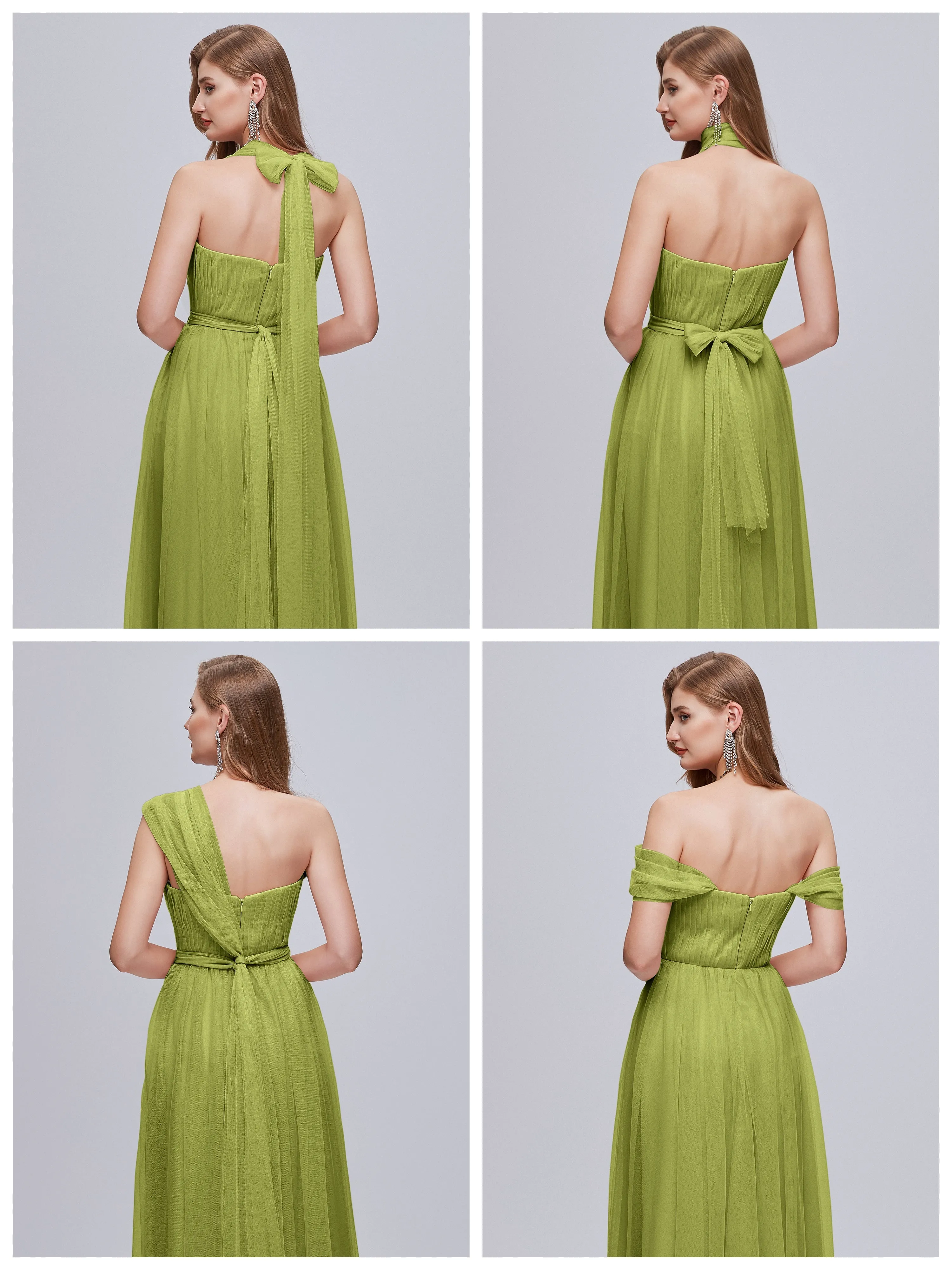 Ayla Split Convertible Chiffon Bridesmaid Dresses With Tulle