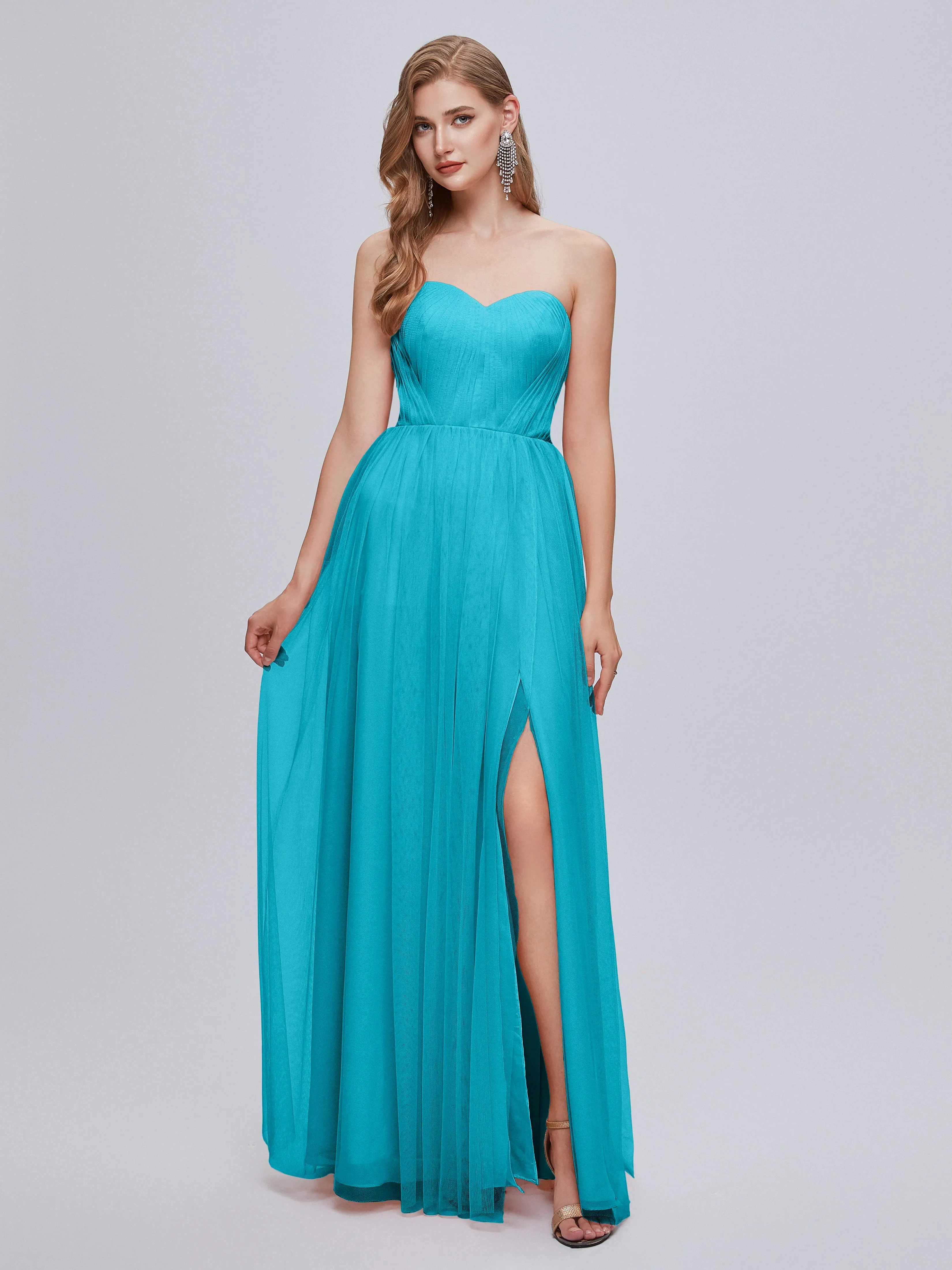 Ayla Split Convertible Chiffon Bridesmaid Dresses With Tulle