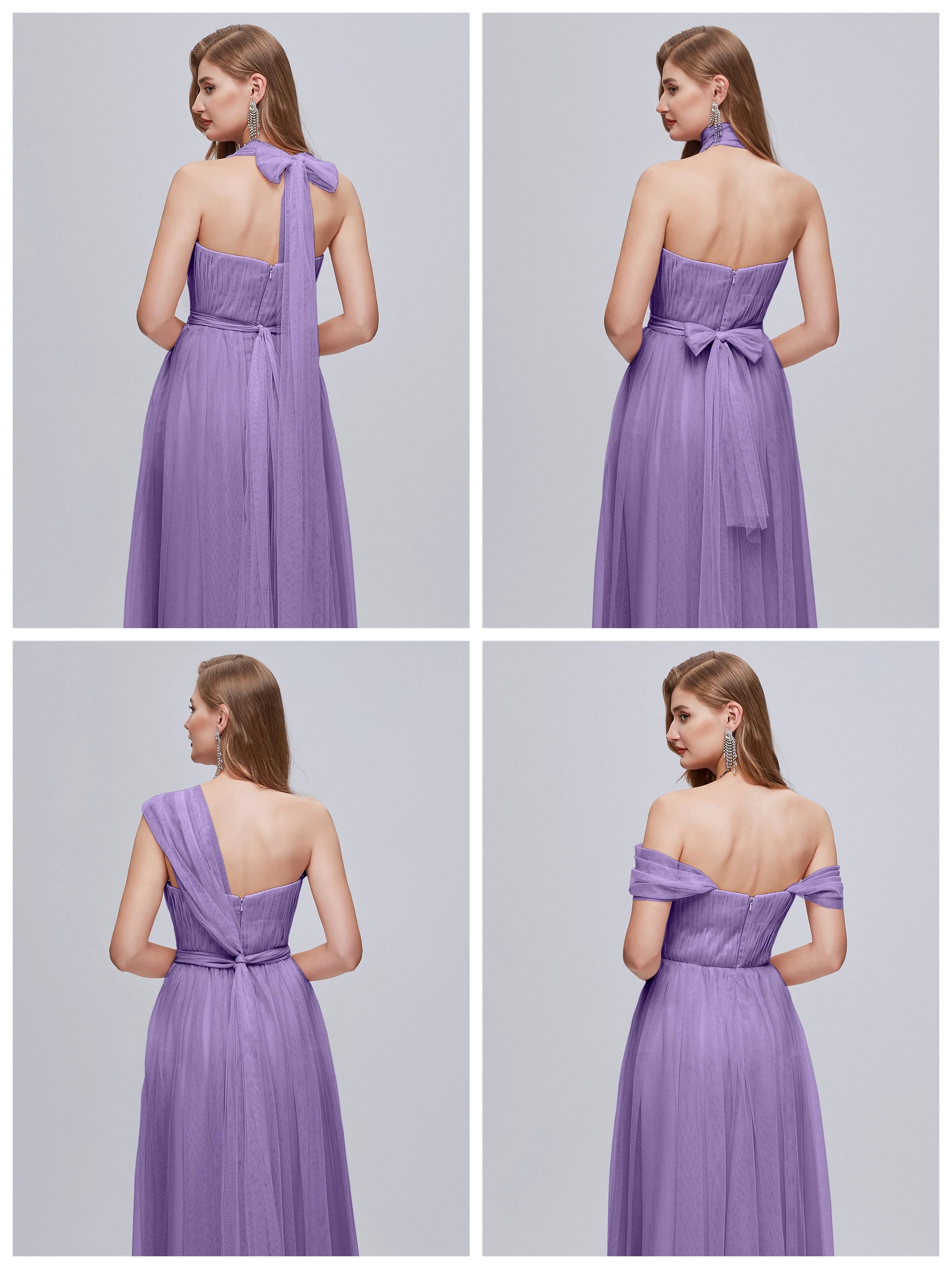 Ayla Split Convertible Chiffon Bridesmaid Dresses With Tulle