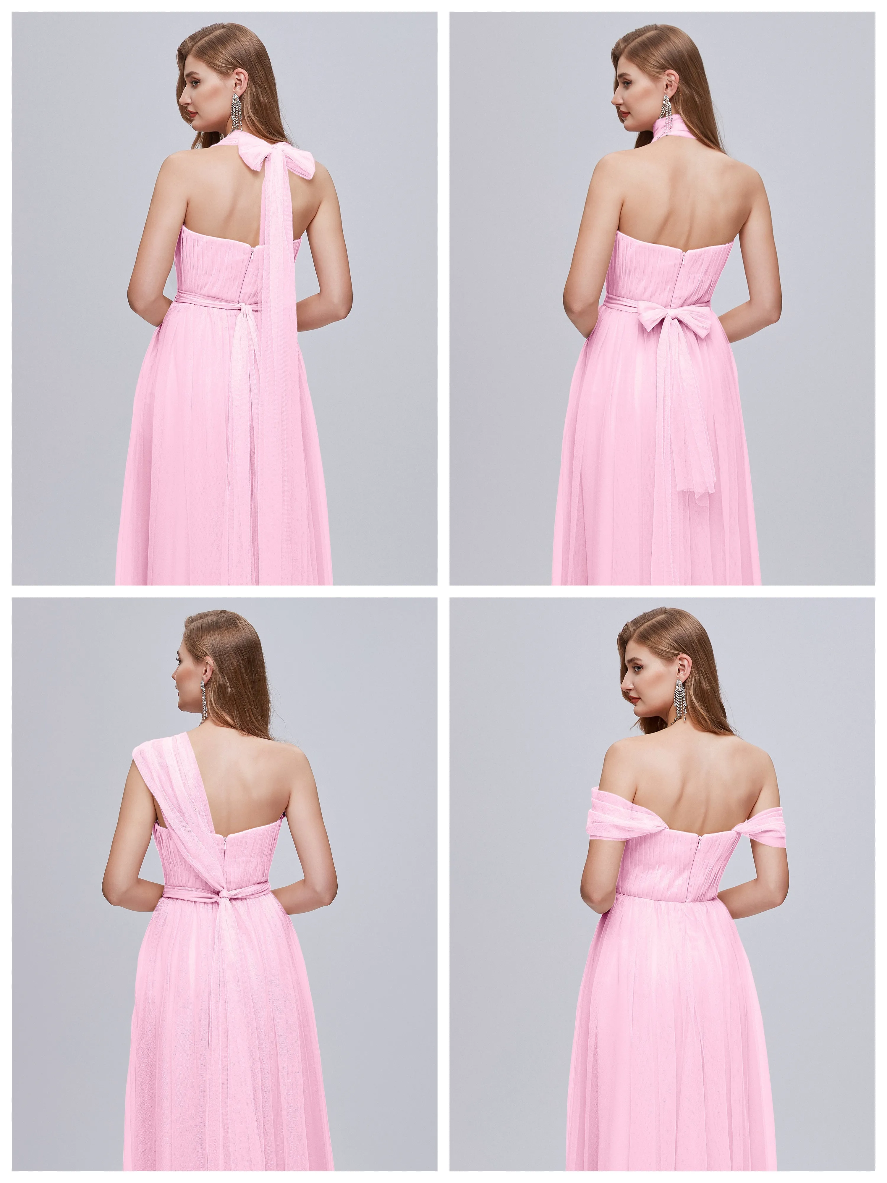 Ayla Split Convertible Chiffon Bridesmaid Dresses With Tulle