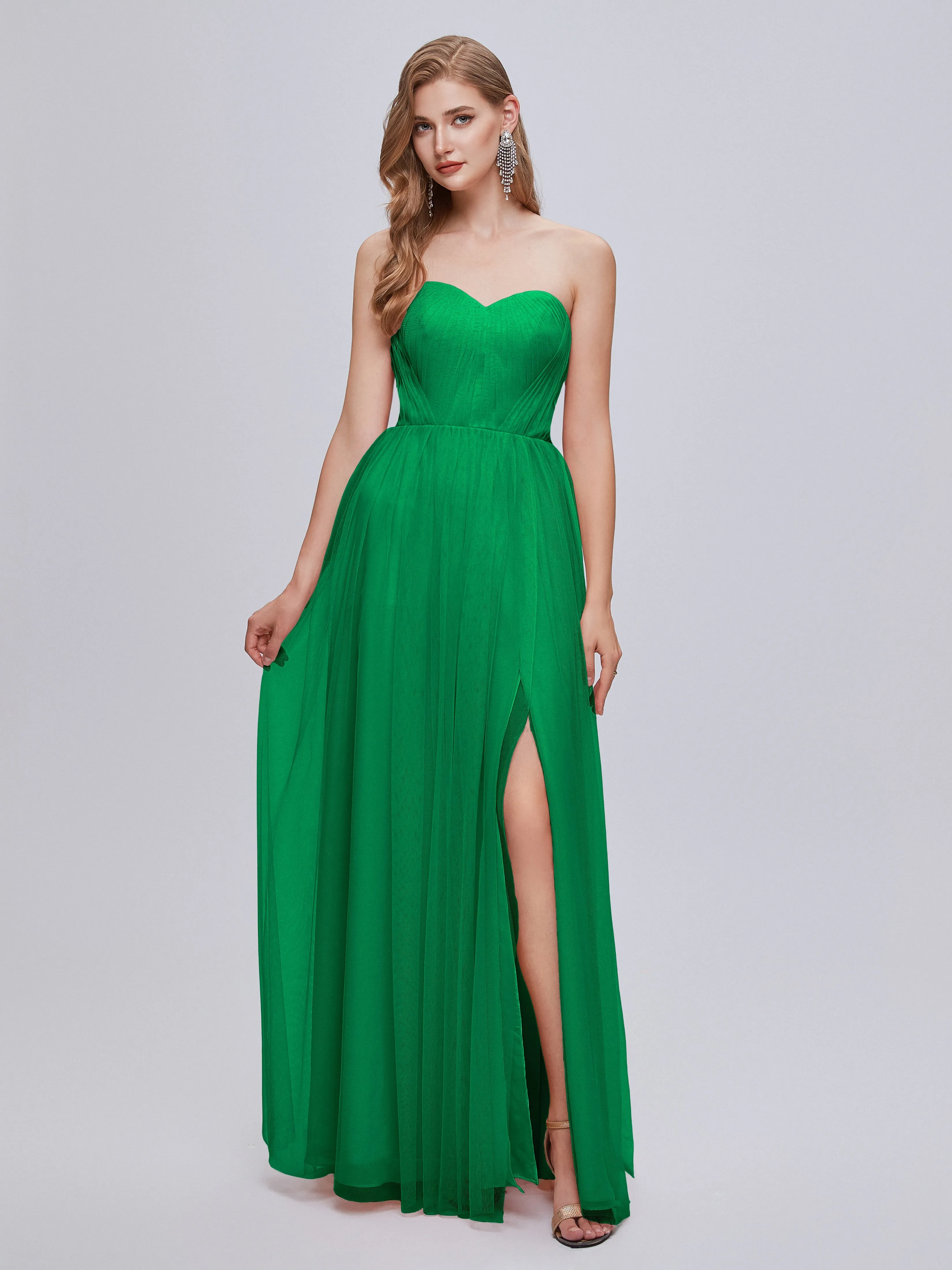 Ayla Split Convertible Chiffon Bridesmaid Dresses With Tulle