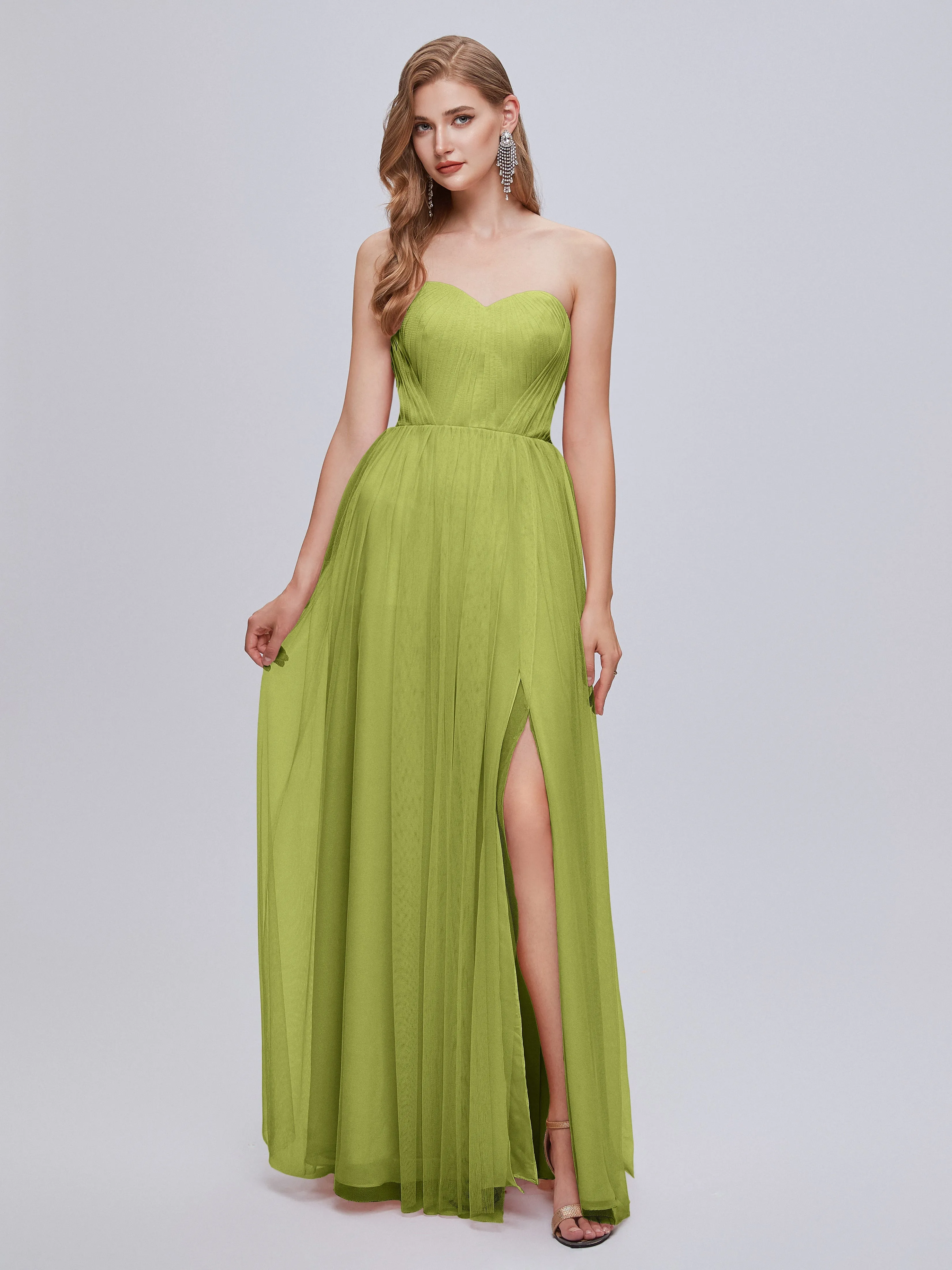 Ayla Split Convertible Chiffon Bridesmaid Dresses With Tulle