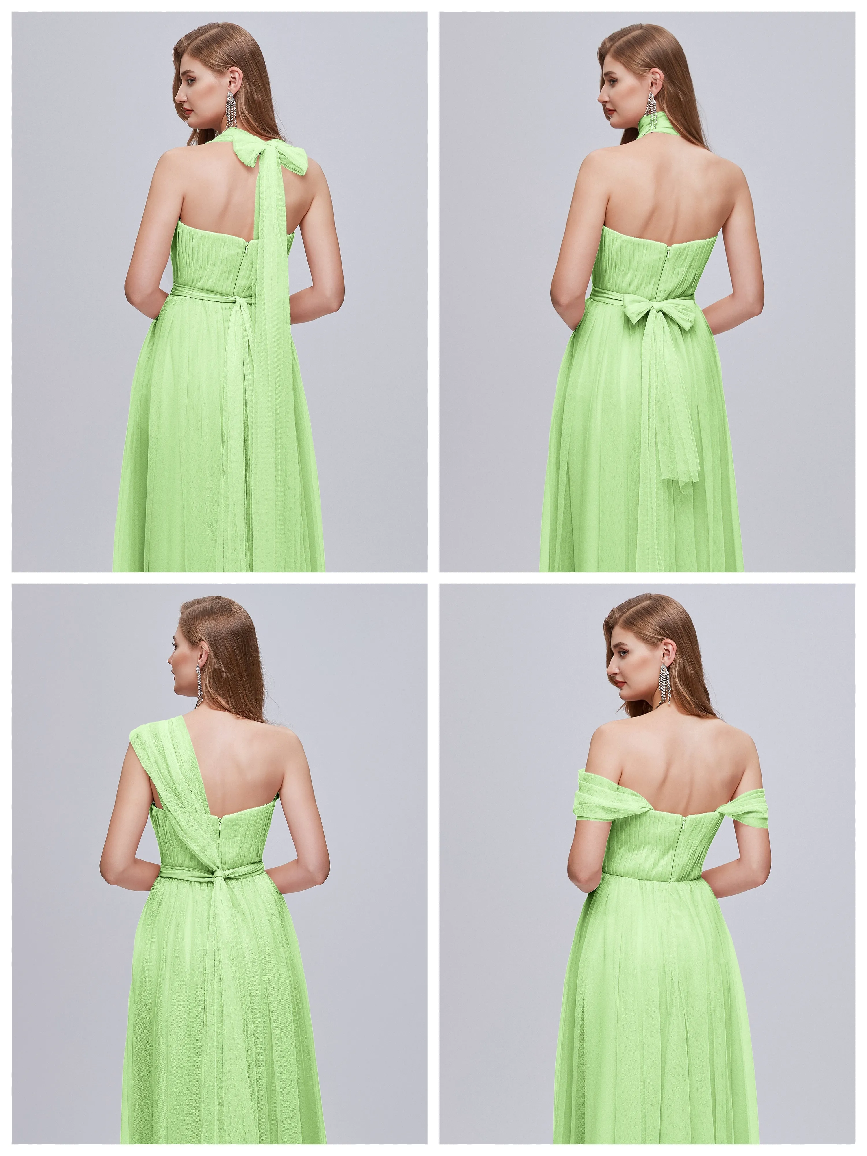 Ayla Split Convertible Chiffon Bridesmaid Dresses With Tulle