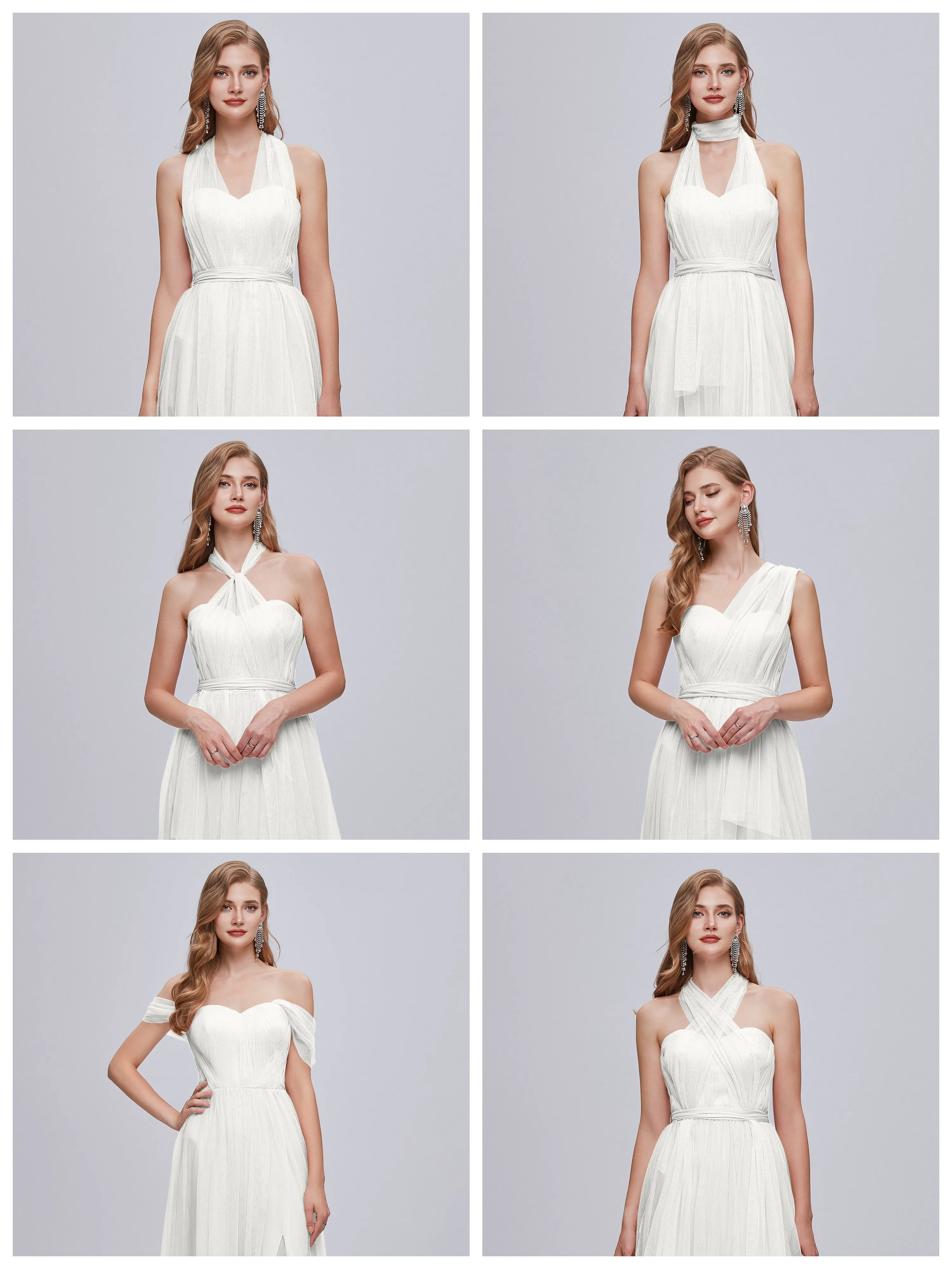 Ayla Split Convertible Chiffon Bridesmaid Dresses With Tulle