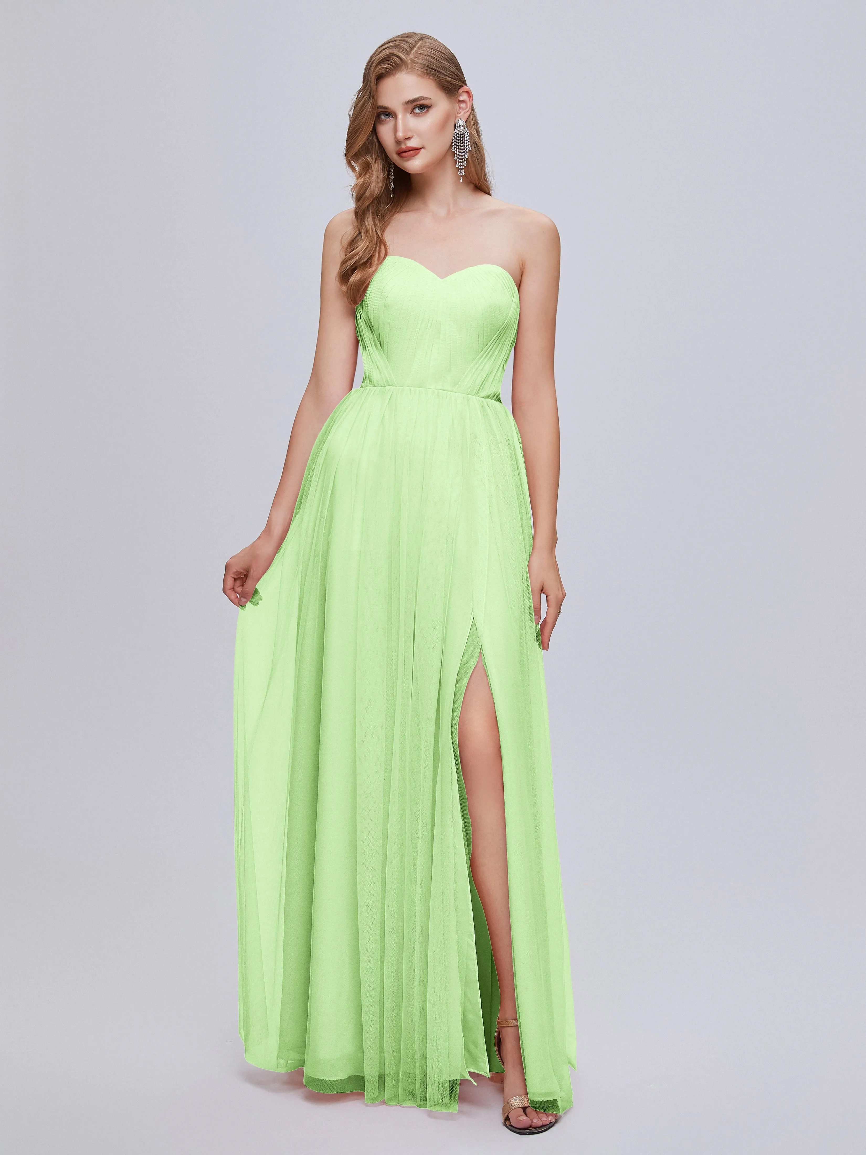 Ayla Split Convertible Chiffon Bridesmaid Dresses With Tulle
