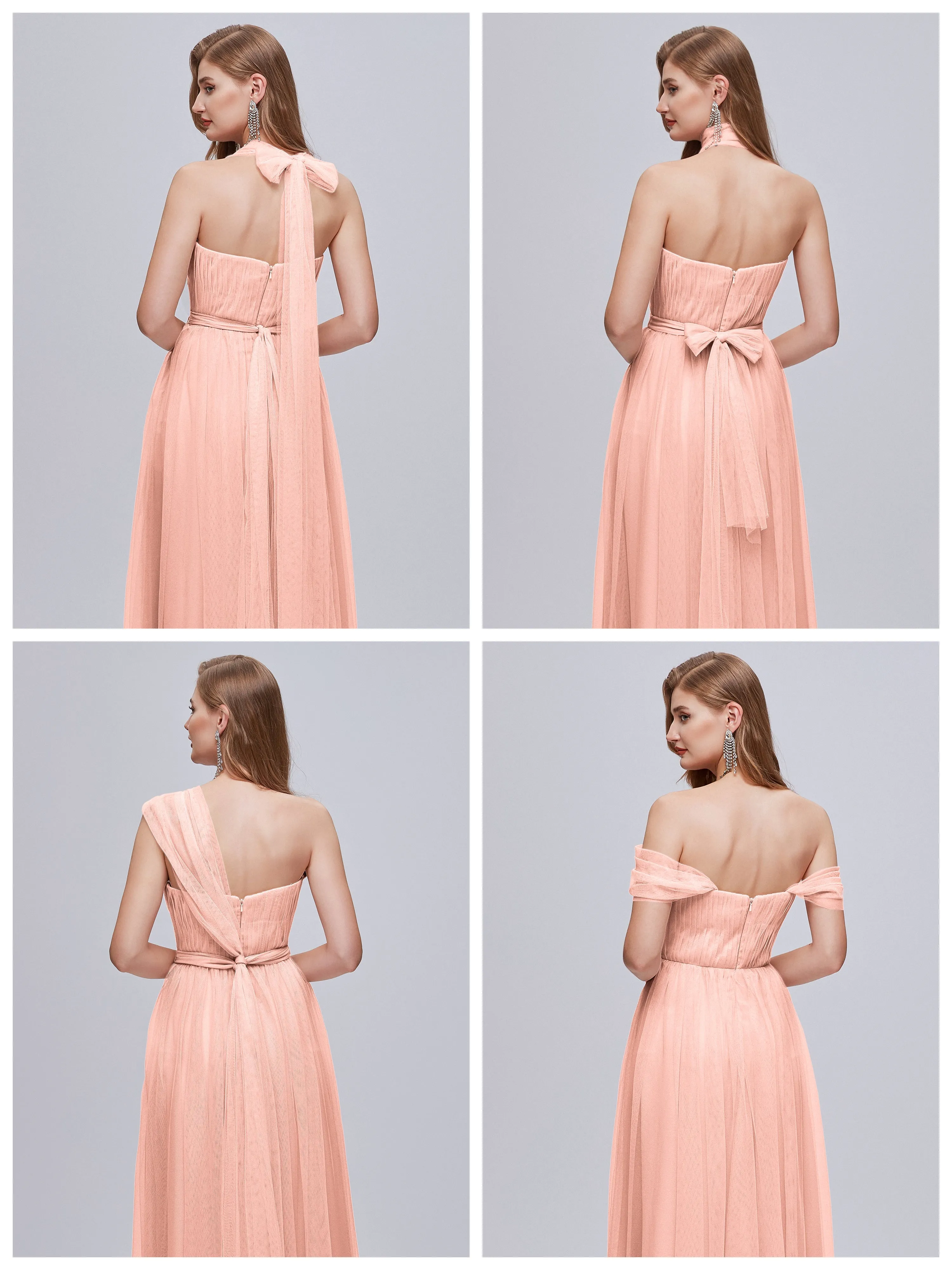 Ayla Split Convertible Chiffon Bridesmaid Dresses With Tulle