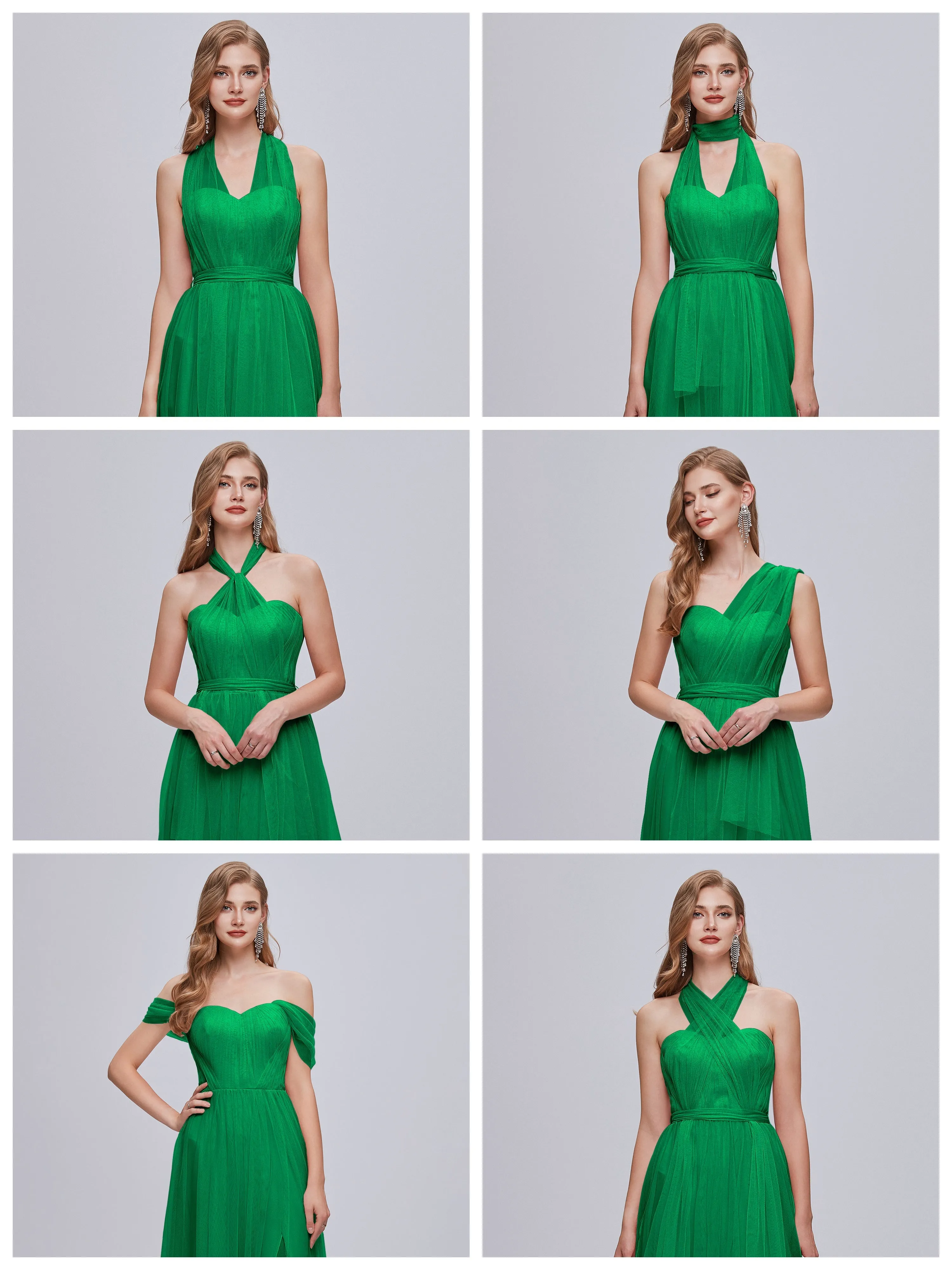 Ayla Split Convertible Chiffon Bridesmaid Dresses With Tulle