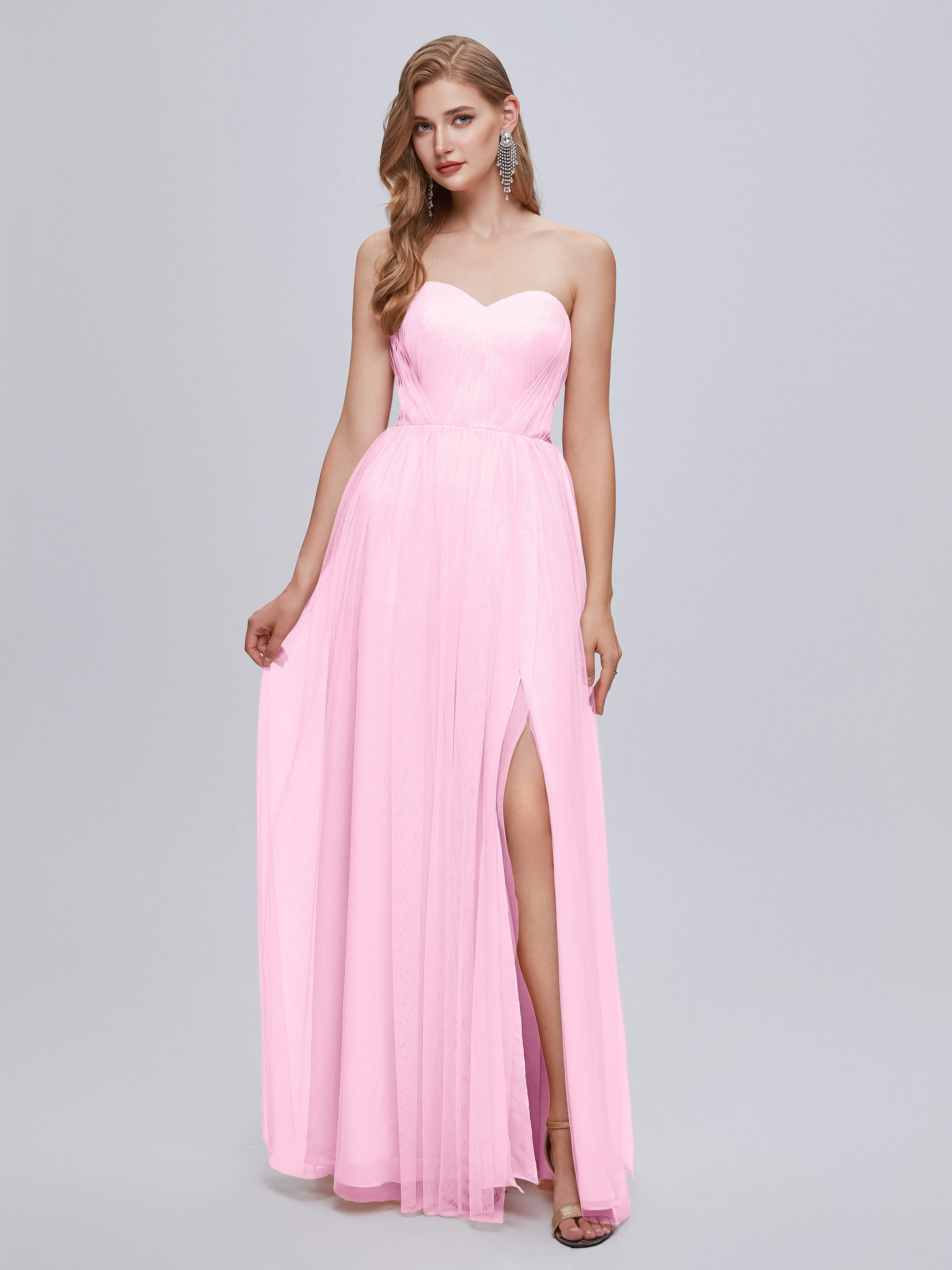 Ayla Split Convertible Chiffon Bridesmaid Dresses With Tulle