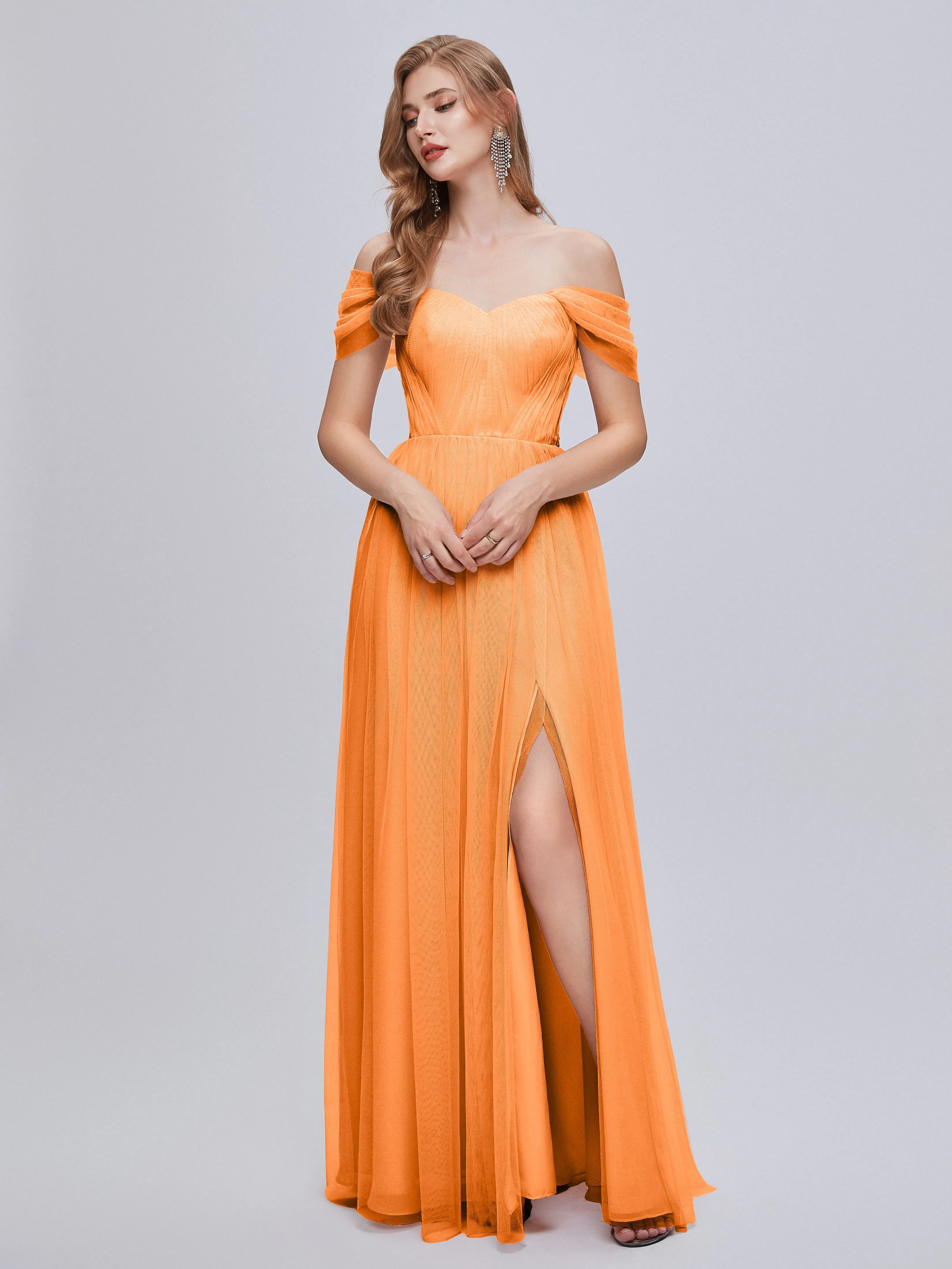 Ayla Split Convertible Chiffon Bridesmaid Dresses With Tulle