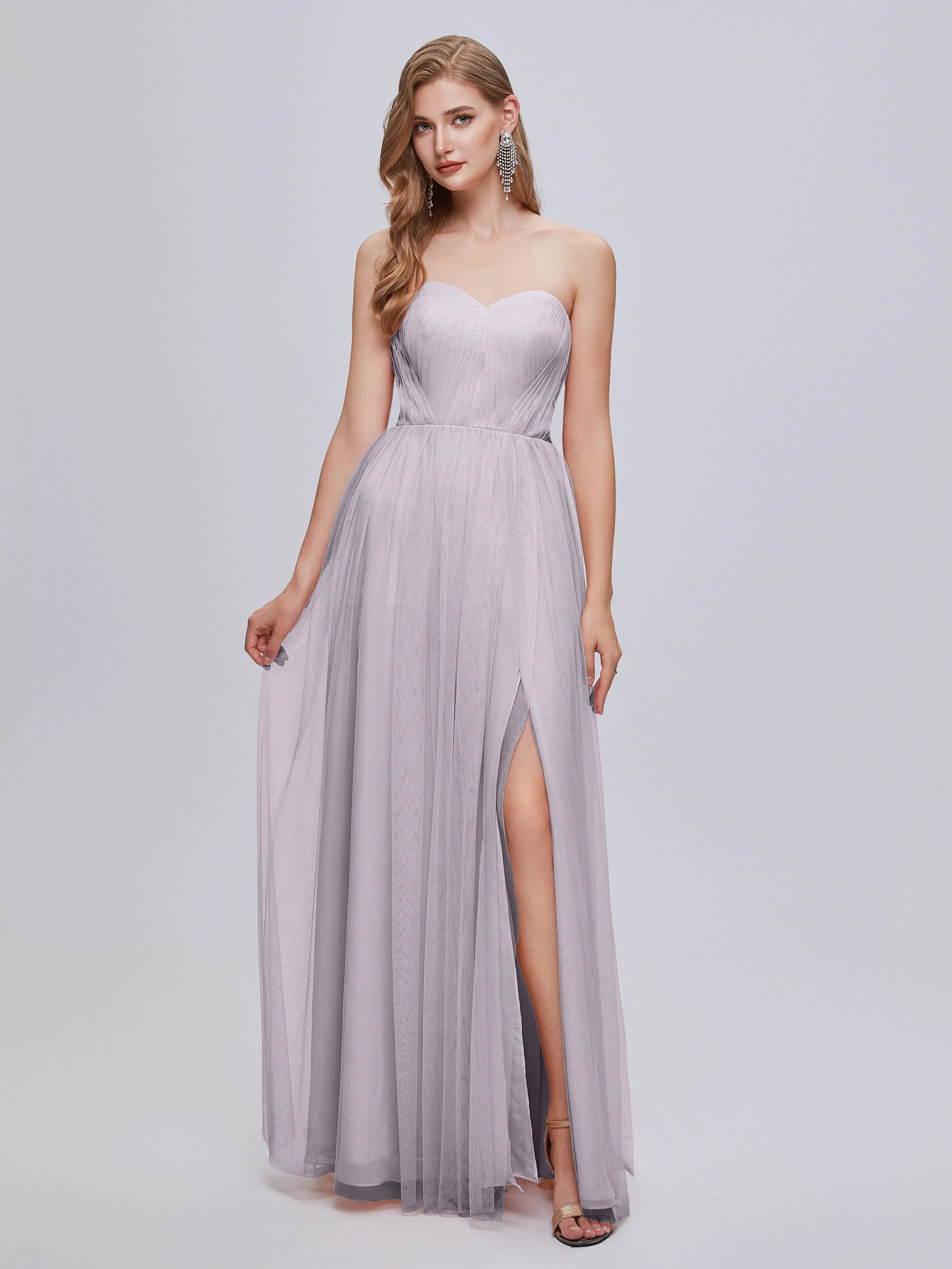 Ayla Split Convertible Chiffon Bridesmaid Dresses With Tulle