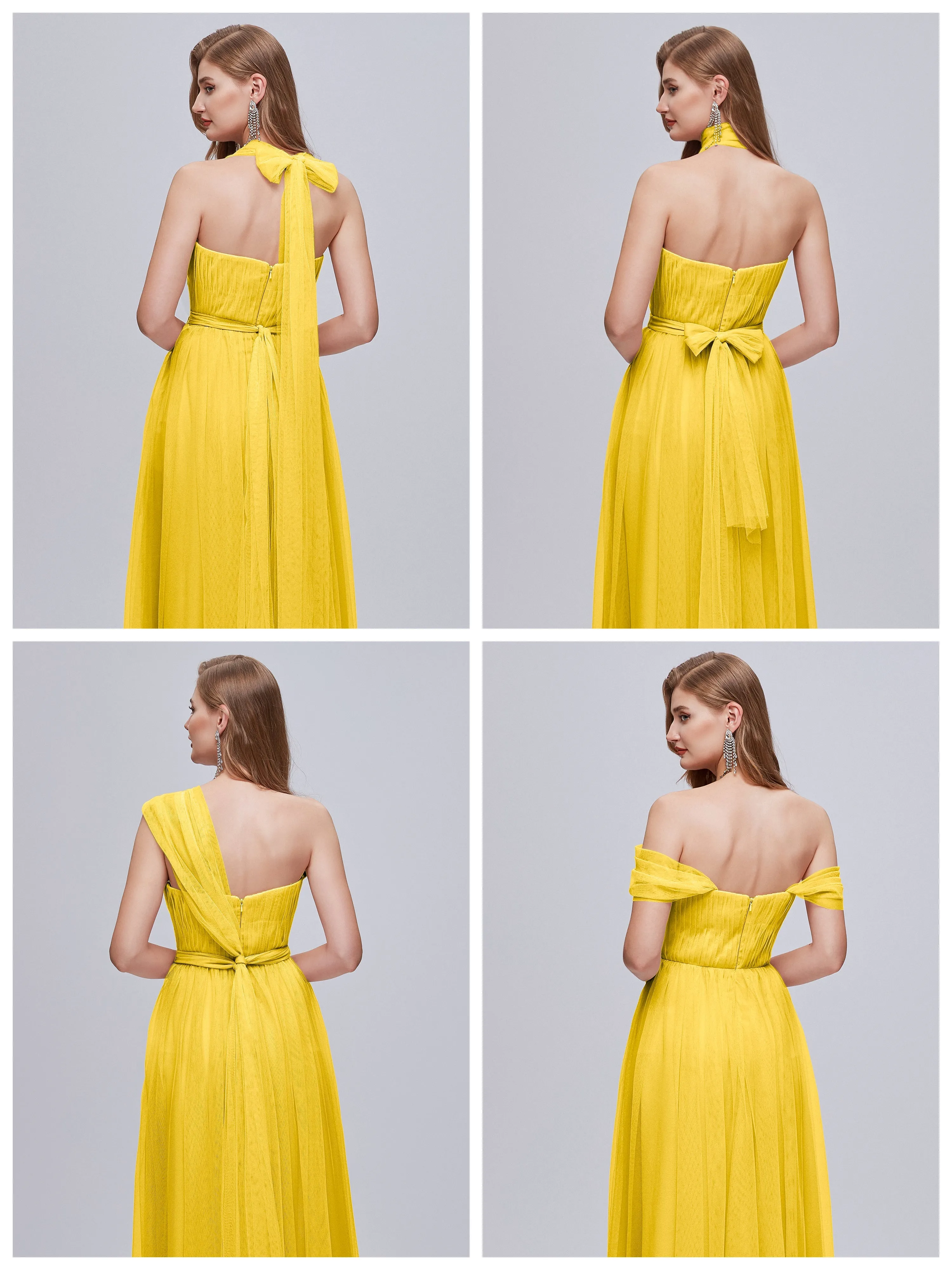 Ayla Split Convertible Chiffon Bridesmaid Dresses With Tulle