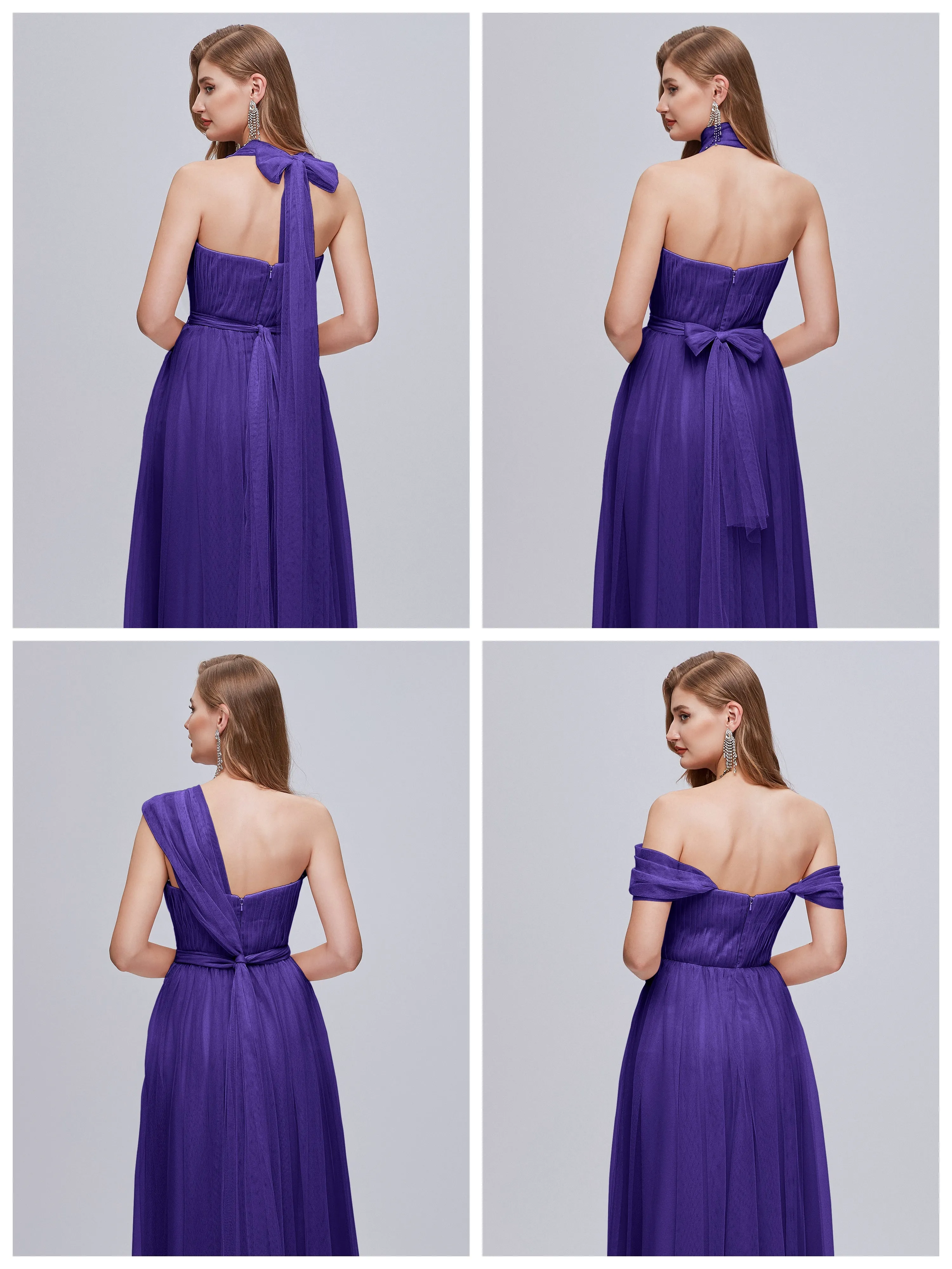 Ayla Split Convertible Chiffon Bridesmaid Dresses With Tulle