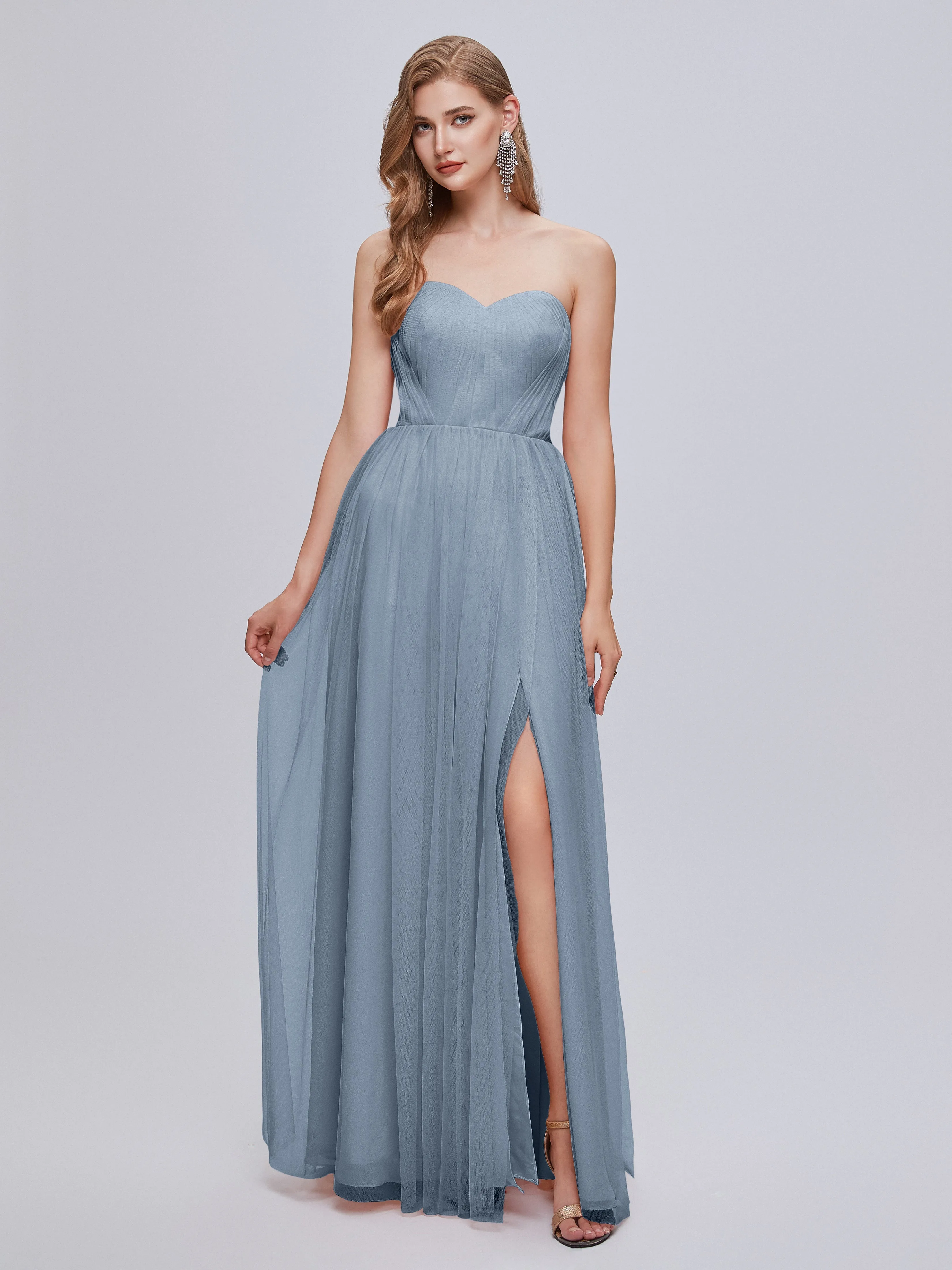 Ayla Split Convertible Chiffon Bridesmaid Dresses With Tulle