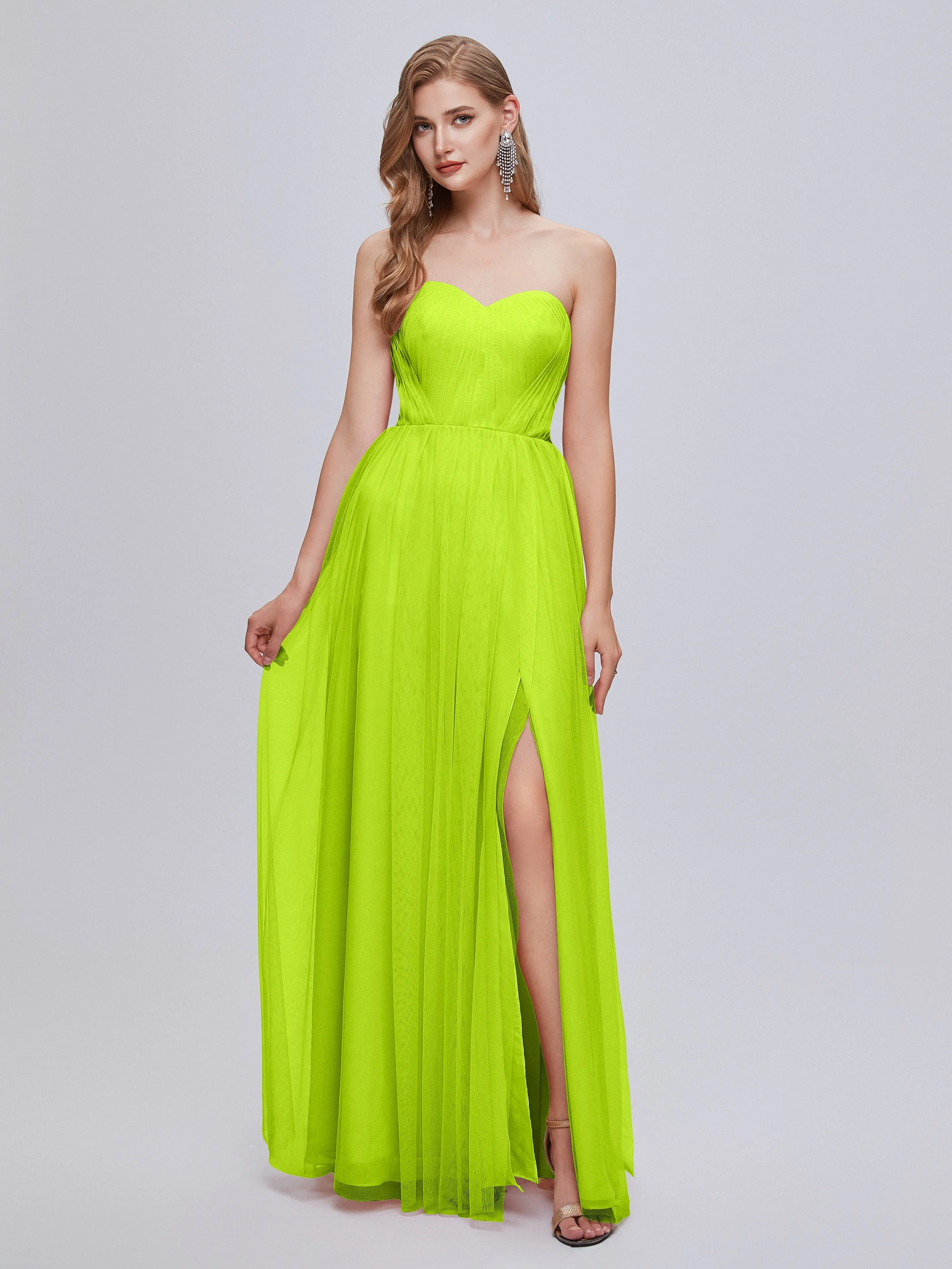 Ayla Split Convertible Chiffon Bridesmaid Dresses With Tulle