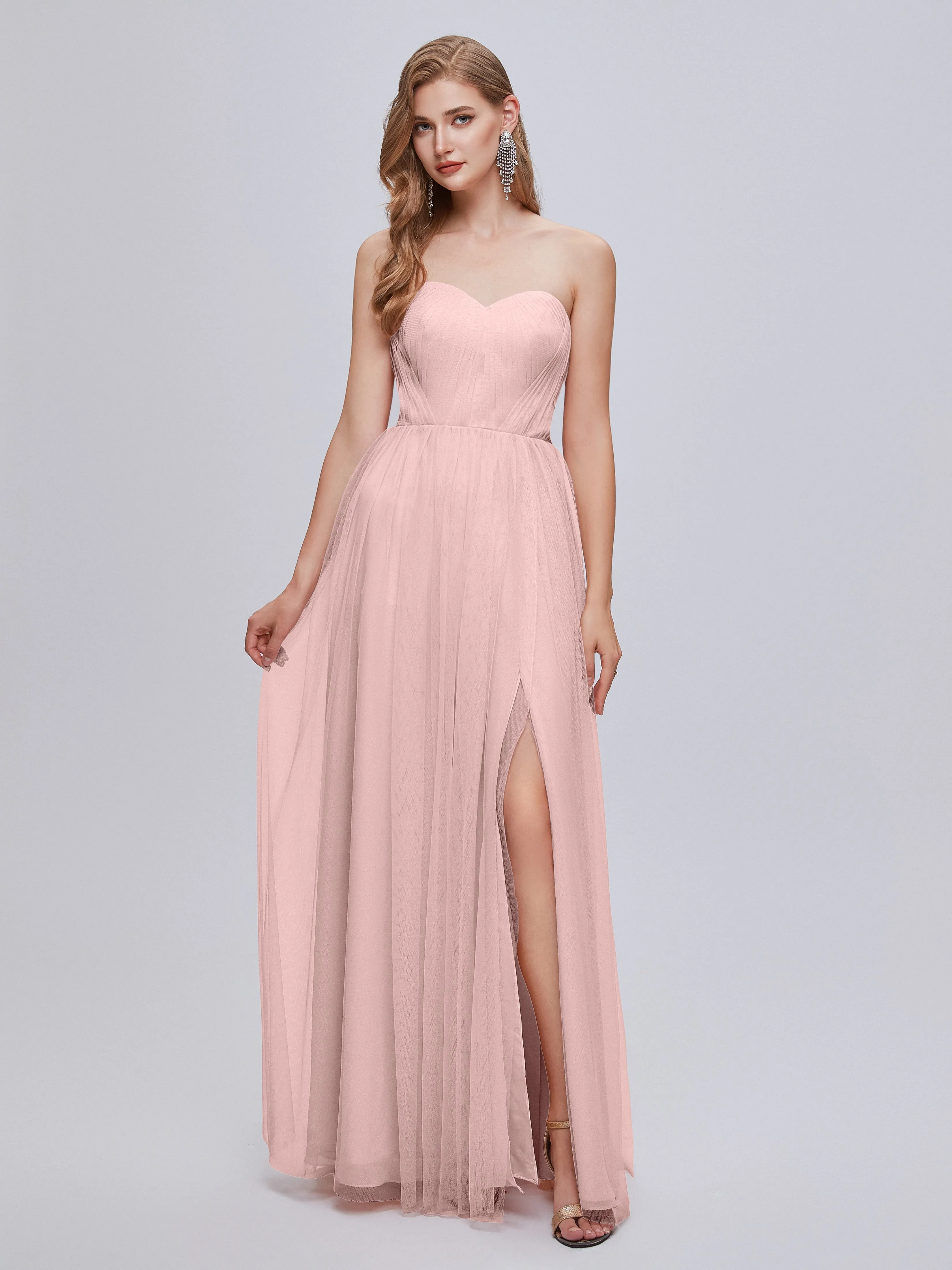 Ayla Split Convertible Chiffon Bridesmaid Dresses With Tulle