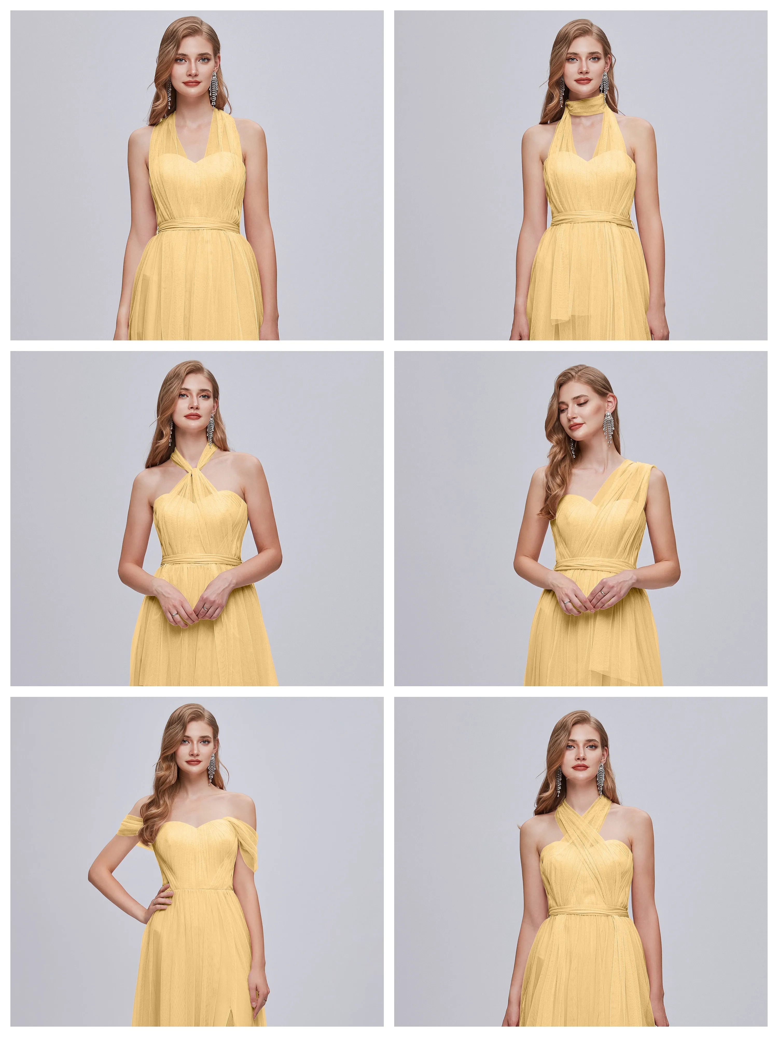 Ayla Split Convertible Chiffon Bridesmaid Dresses With Tulle