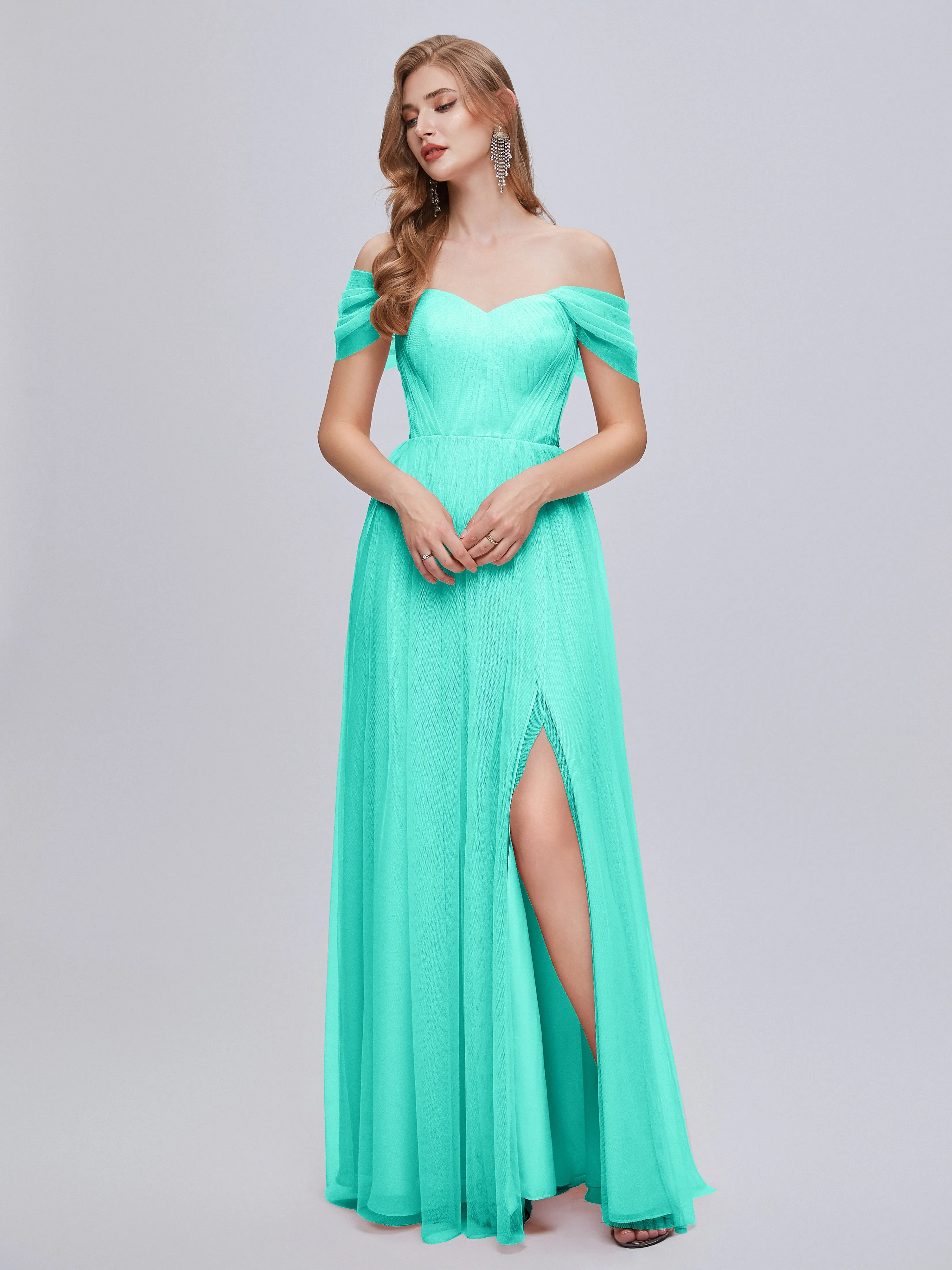 Ayla Split Convertible Chiffon Bridesmaid Dresses With Tulle