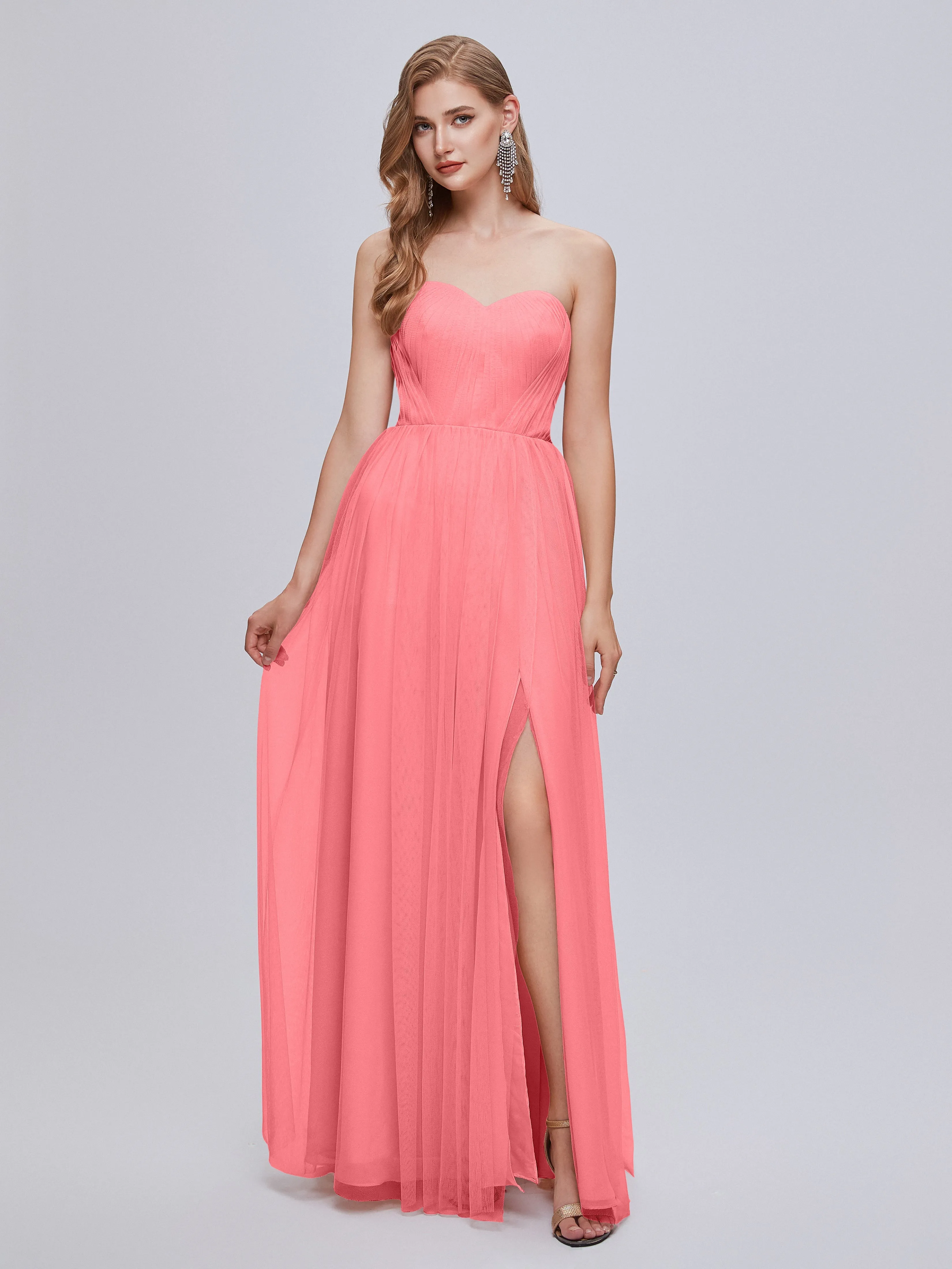 Ayla Split Convertible Chiffon Bridesmaid Dresses With Tulle