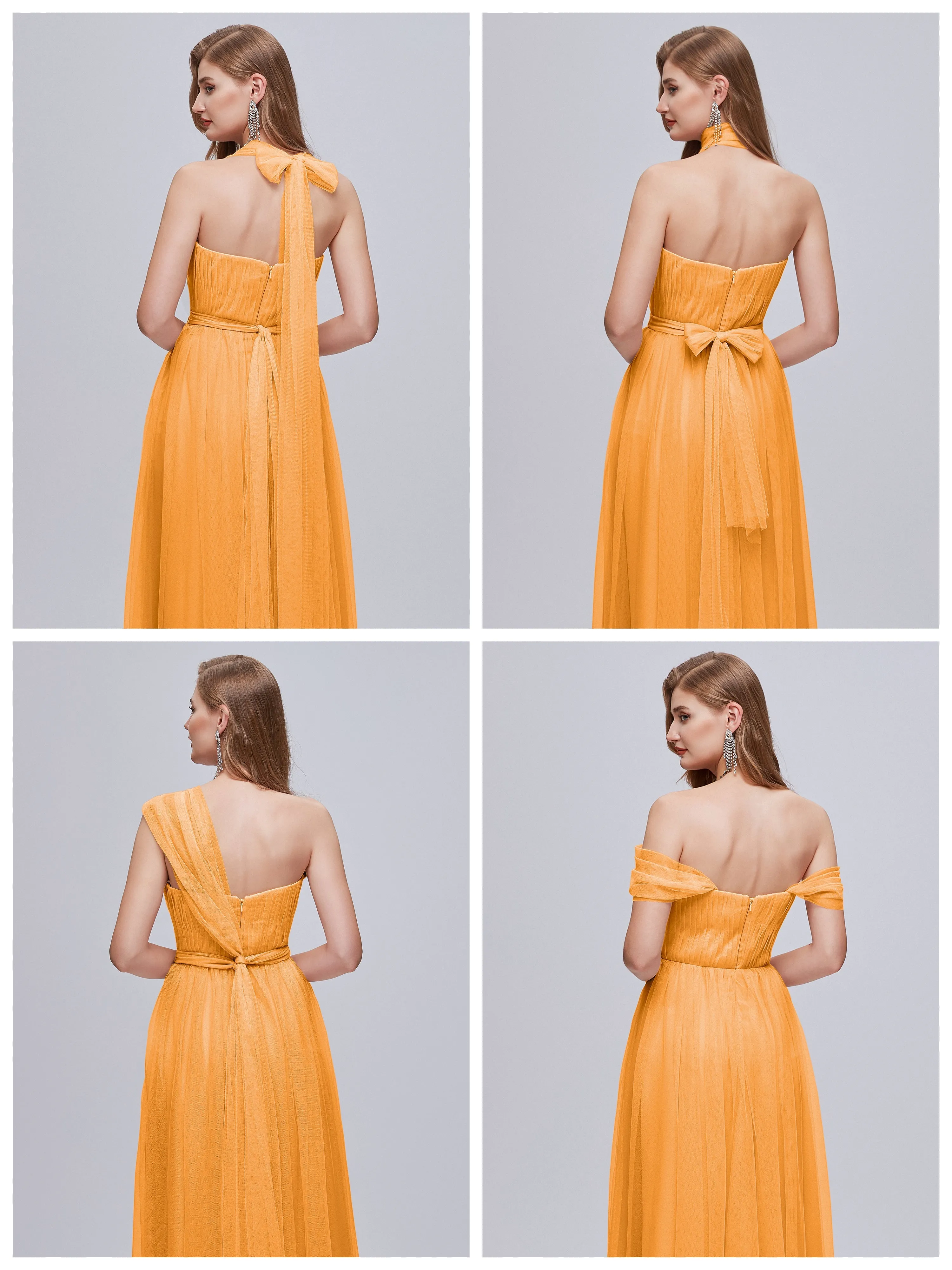 Ayla Split Convertible Chiffon Bridesmaid Dresses With Tulle