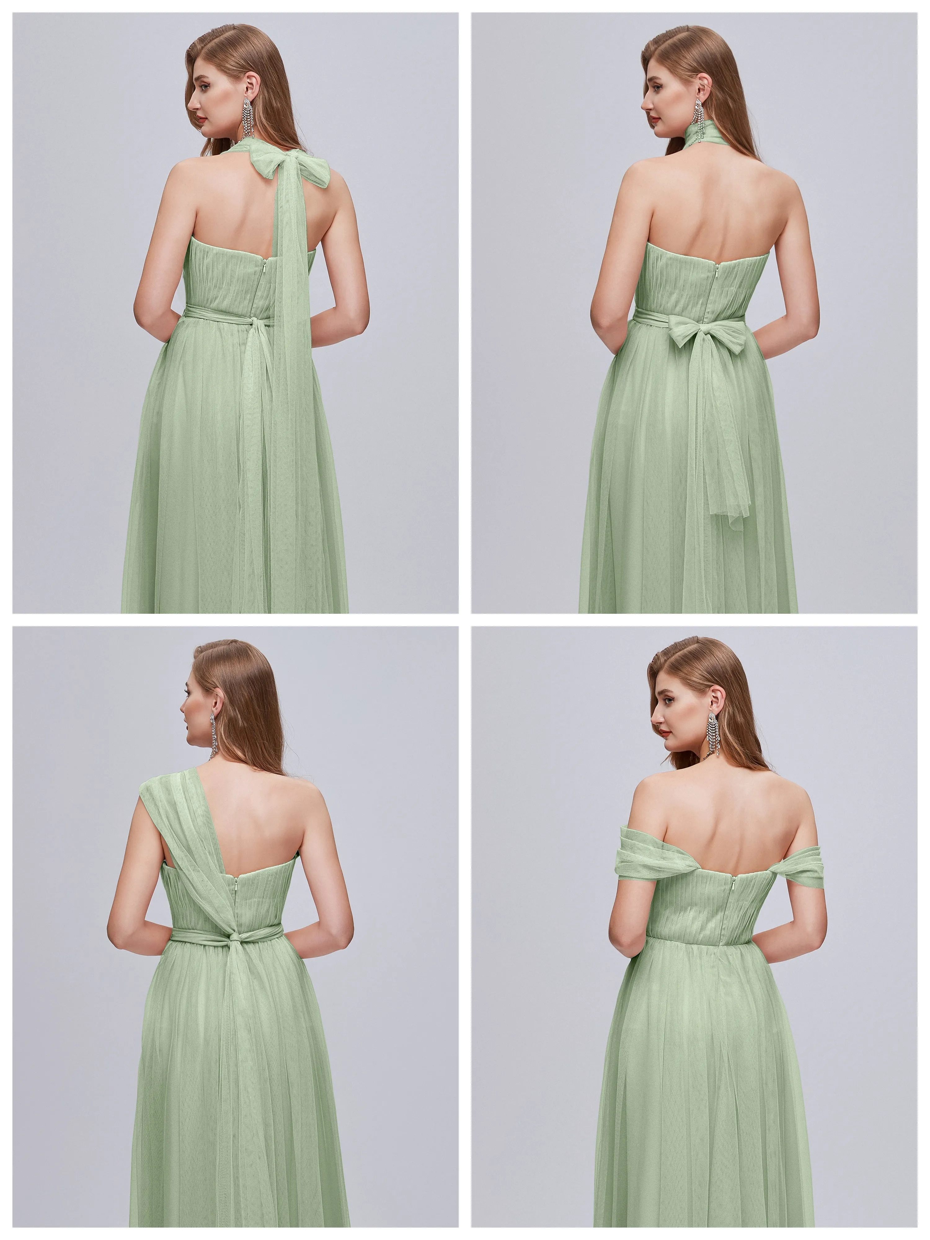Ayla Split Convertible Chiffon Bridesmaid Dresses With Tulle