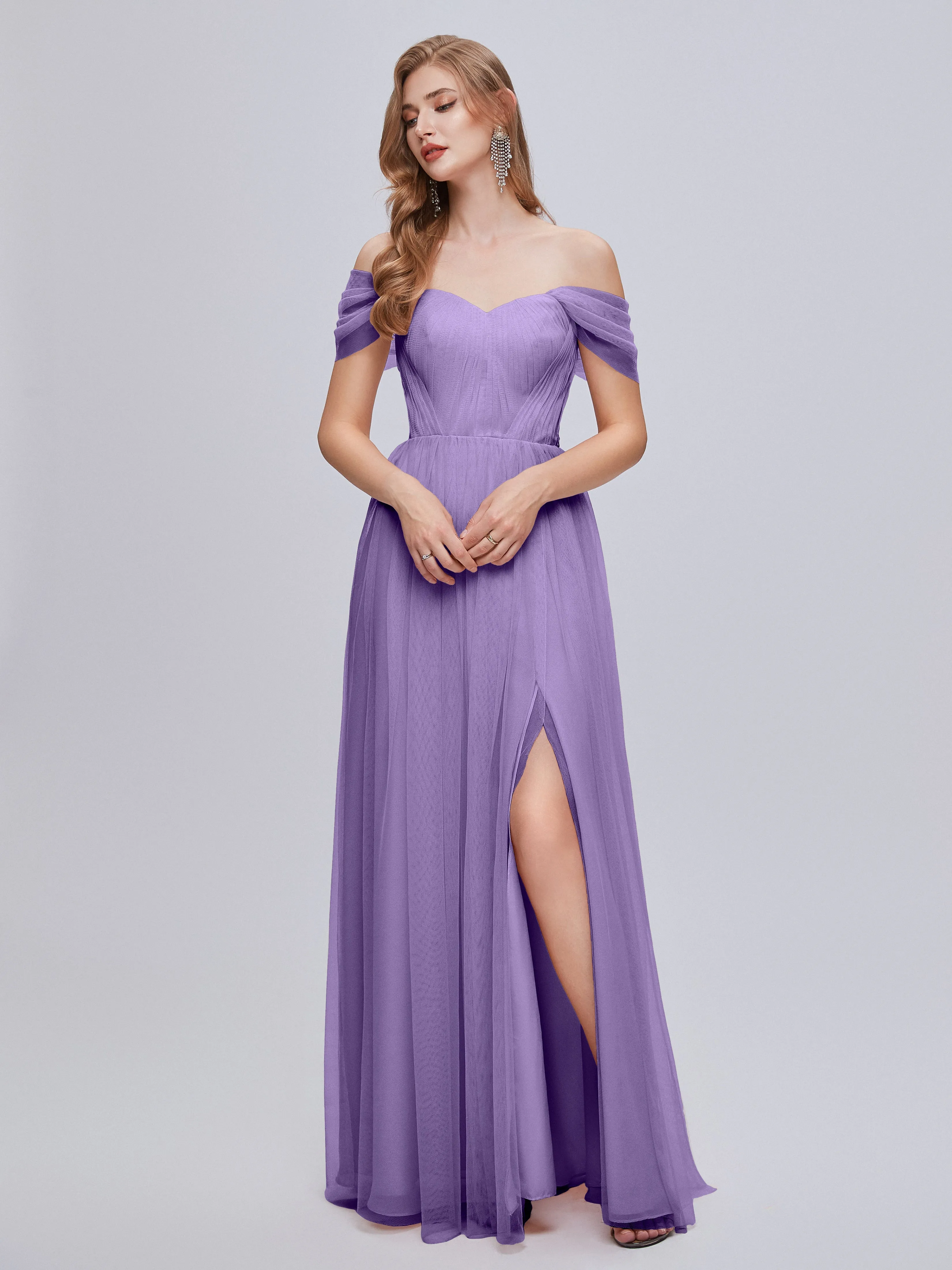 Ayla Split Convertible Chiffon Bridesmaid Dresses With Tulle