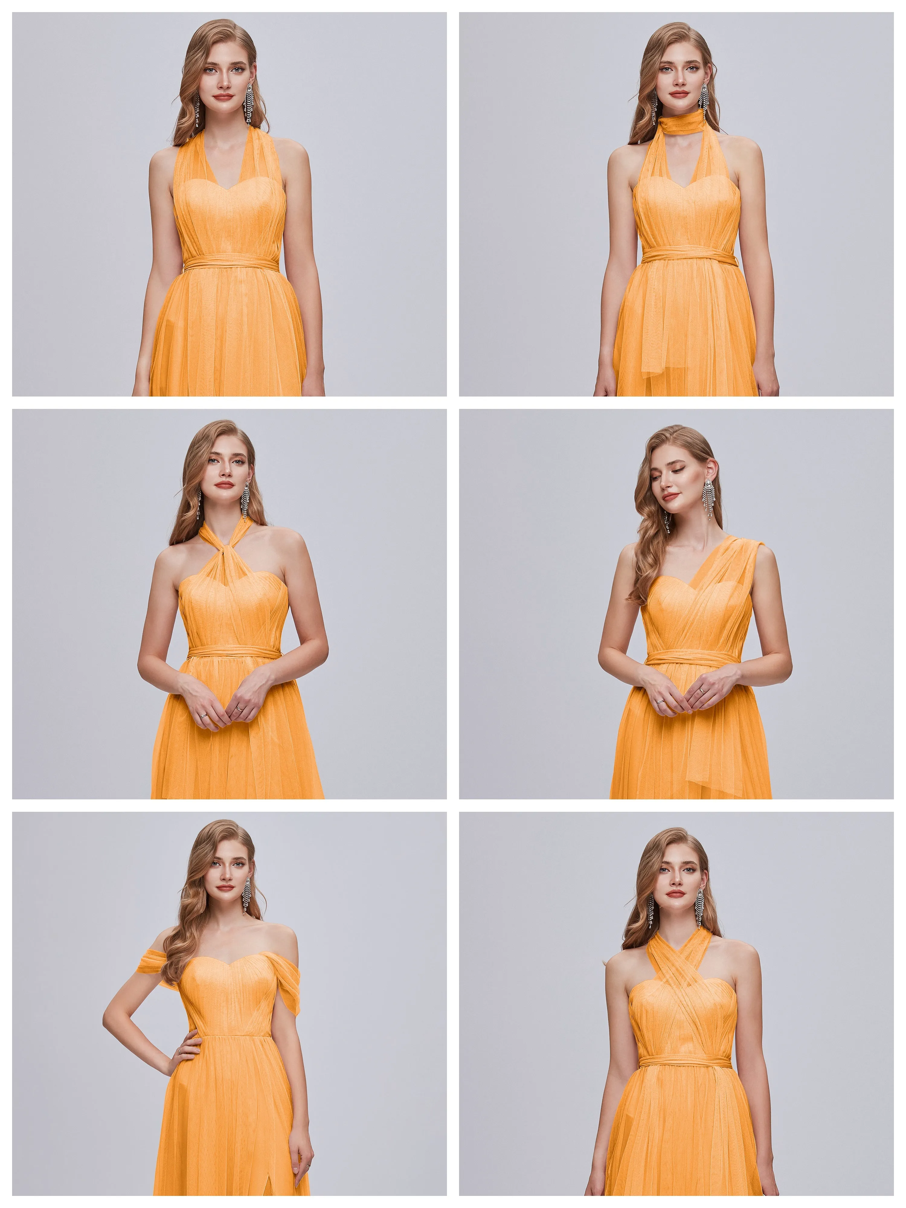 Ayla Split Convertible Chiffon Bridesmaid Dresses With Tulle