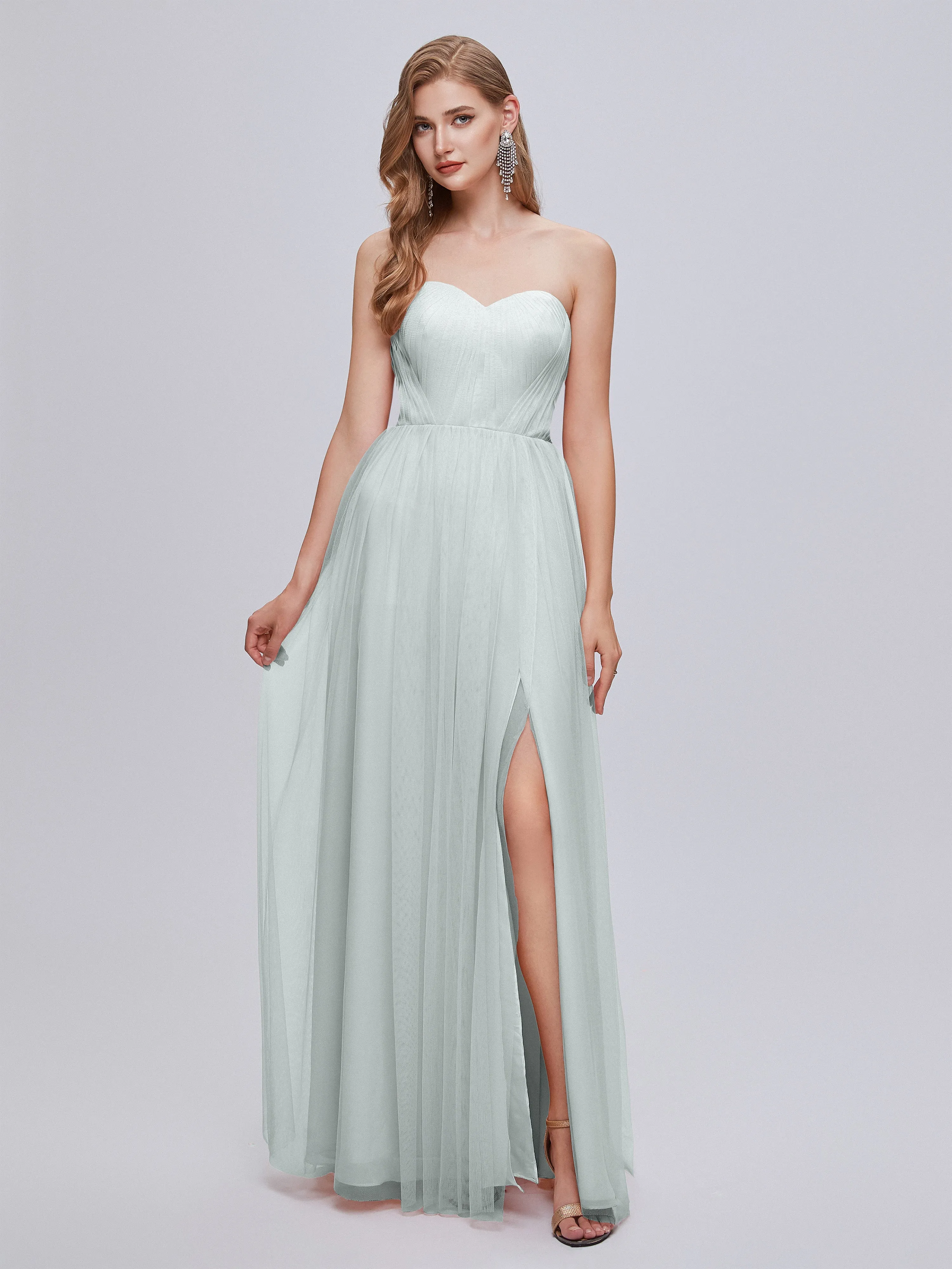 Ayla Split Convertible Chiffon Bridesmaid Dresses With Tulle