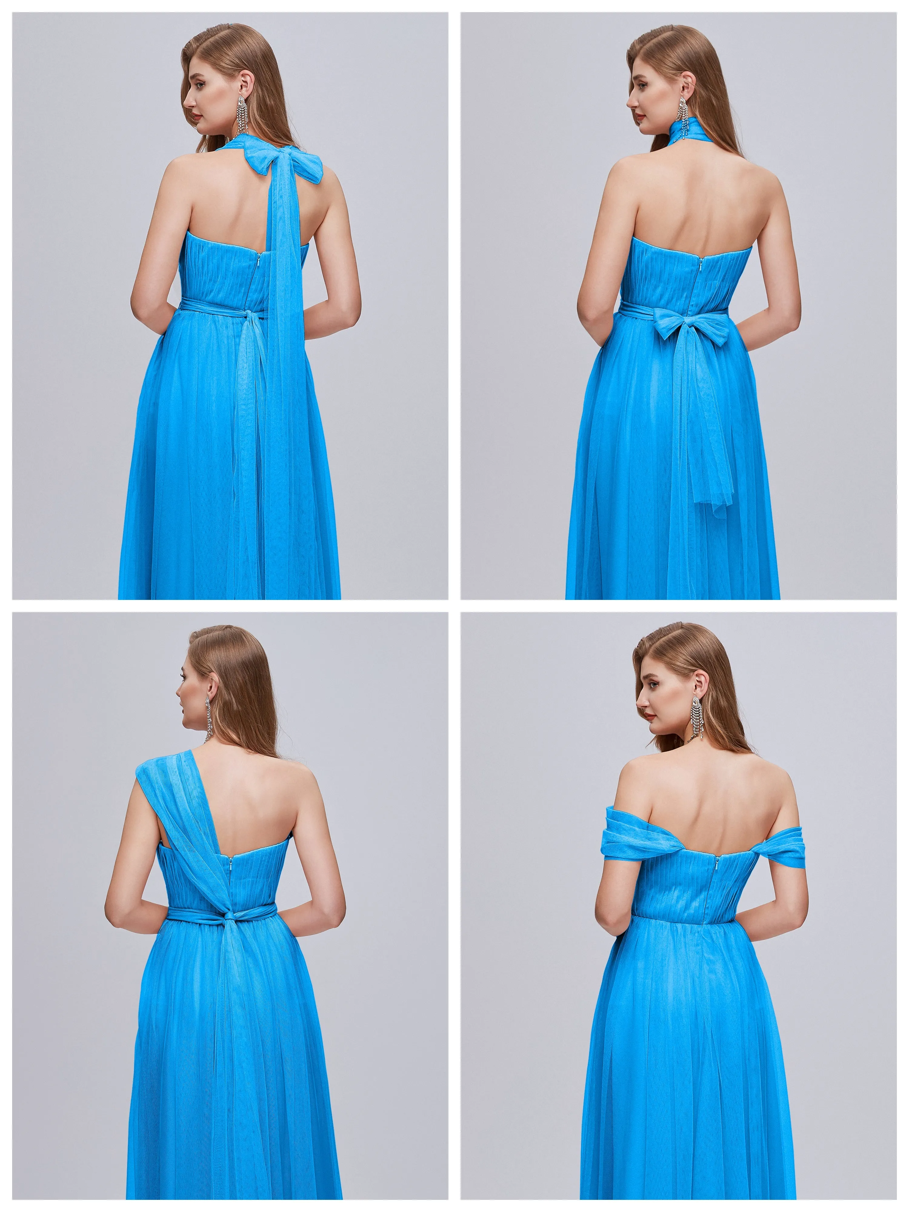 Ayla Split Convertible Chiffon Bridesmaid Dresses With Tulle