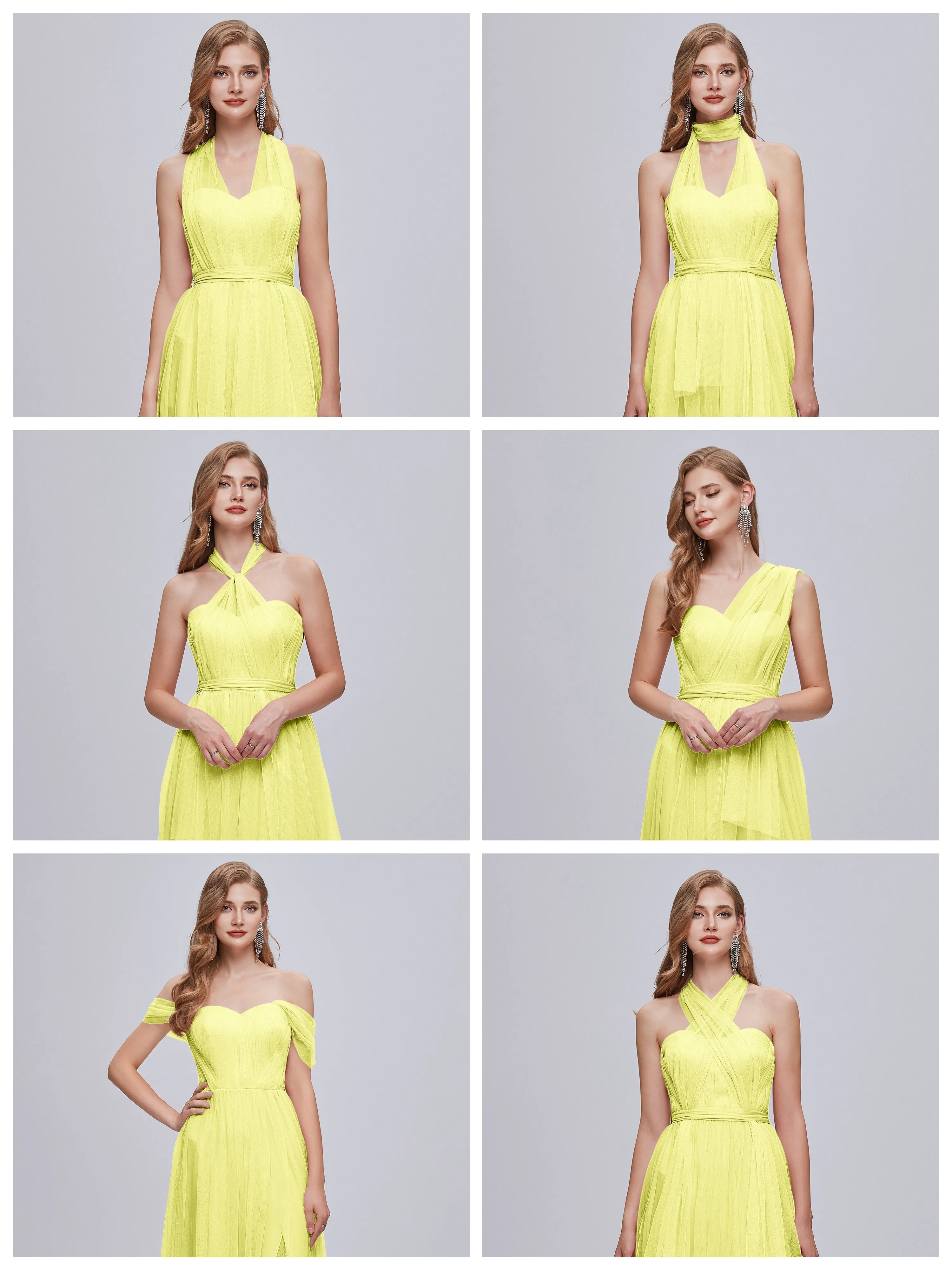 Ayla Split Convertible Chiffon Bridesmaid Dresses With Tulle